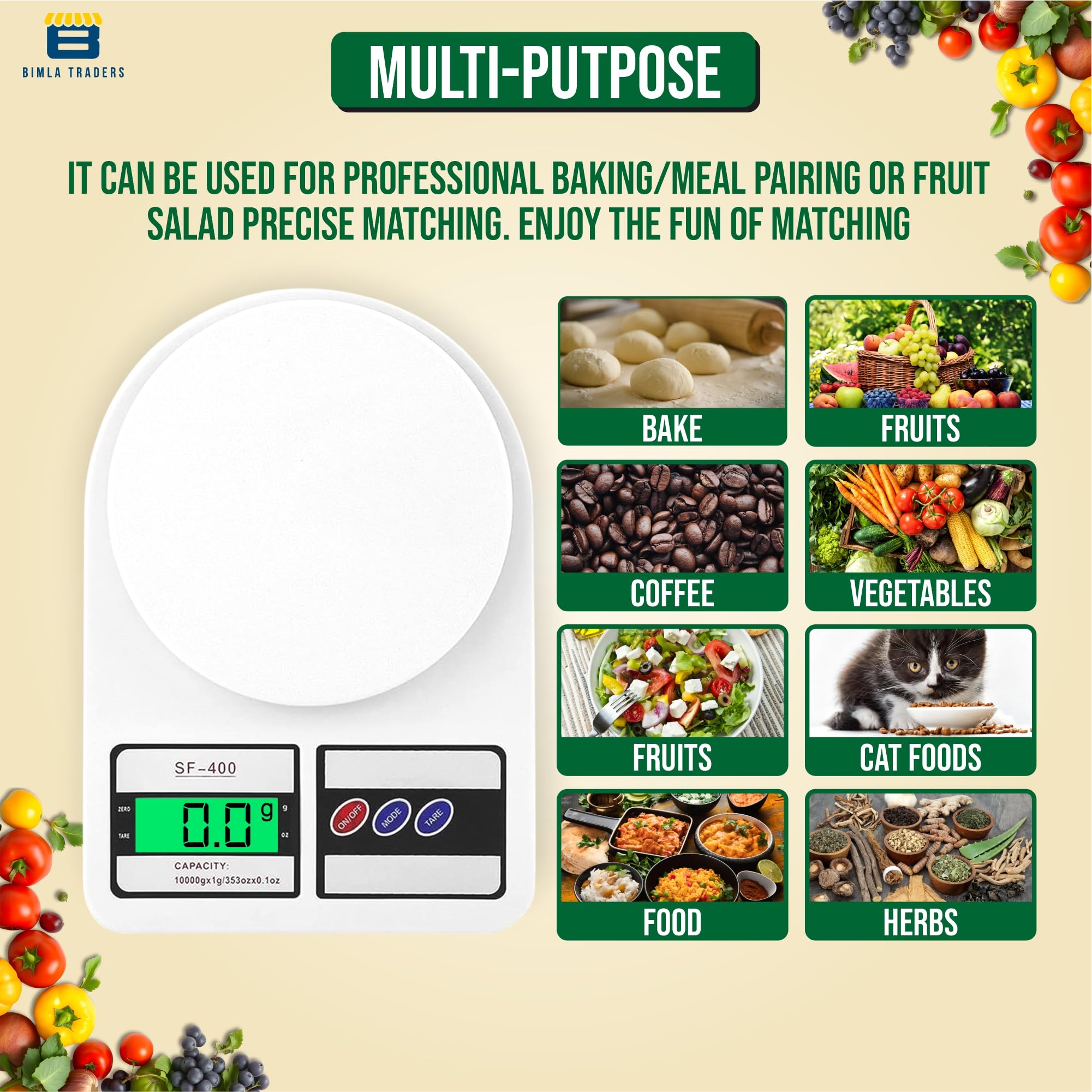 Btag Digital Kitchen Food Weighing Scale For Healthy Living, Home Baking, Cooking, Fitness & Balanced Diet. | Weighing Scale Wit
