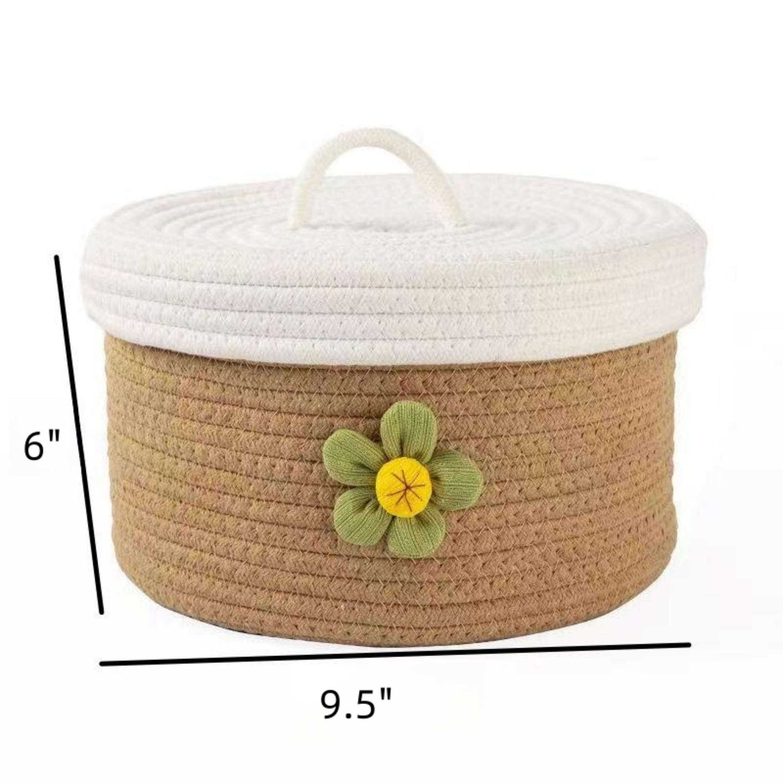 A Set Of Three Large Covered Storage Baskets, Handmade Woven Fresh Style Desktop Decoration, Organizing Household Miscellaneous
