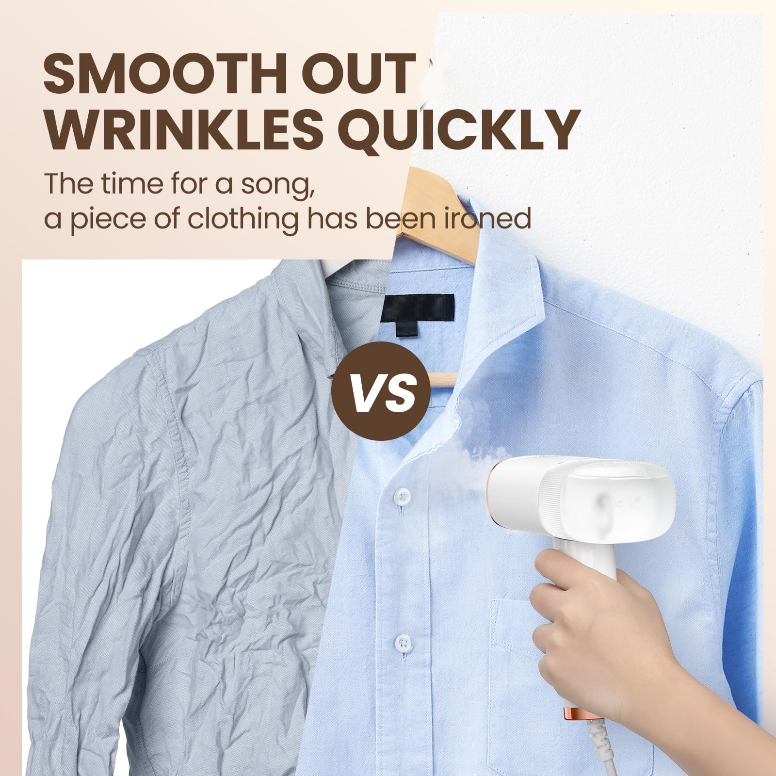 Portable Handheld Steam Garment Steamer Foldable: Effortless Wrinkle Clothes Steam Iron Removal 20-Second Fast Heat-Up, 1200W, 1