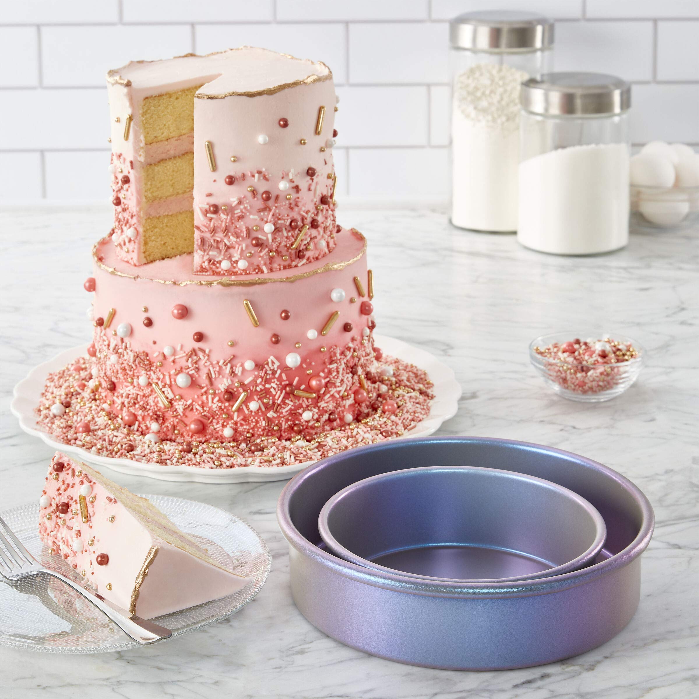 Chicago Metallic Aurora Nonstick Pan, 2-Piece Round, Iridescent