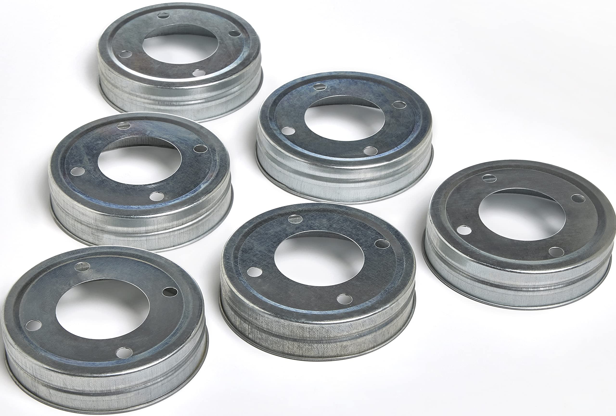 Wide Mouth Mason Jar Lids With Pre Drilled Light Socket And Heat Relief Holes - 6Pk Diy Jar Chandelier/Pendant/Vanity Lighting B