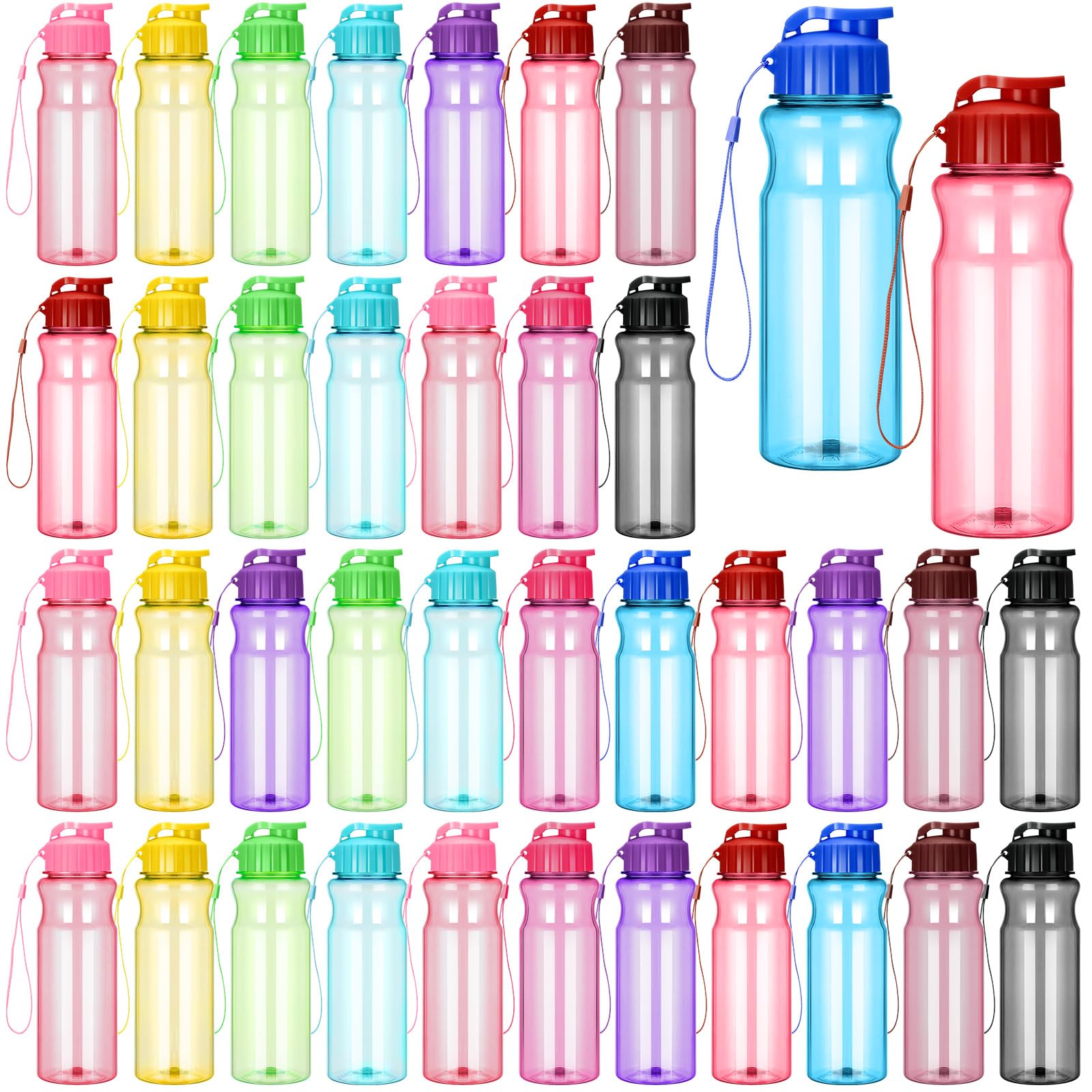 Tioncy 50 Pieces Plastic Water Bottles for Kids Bulk 17 oz Water Bottles Bulk Sports Adults Kids Reusable Large Water Bottles Le