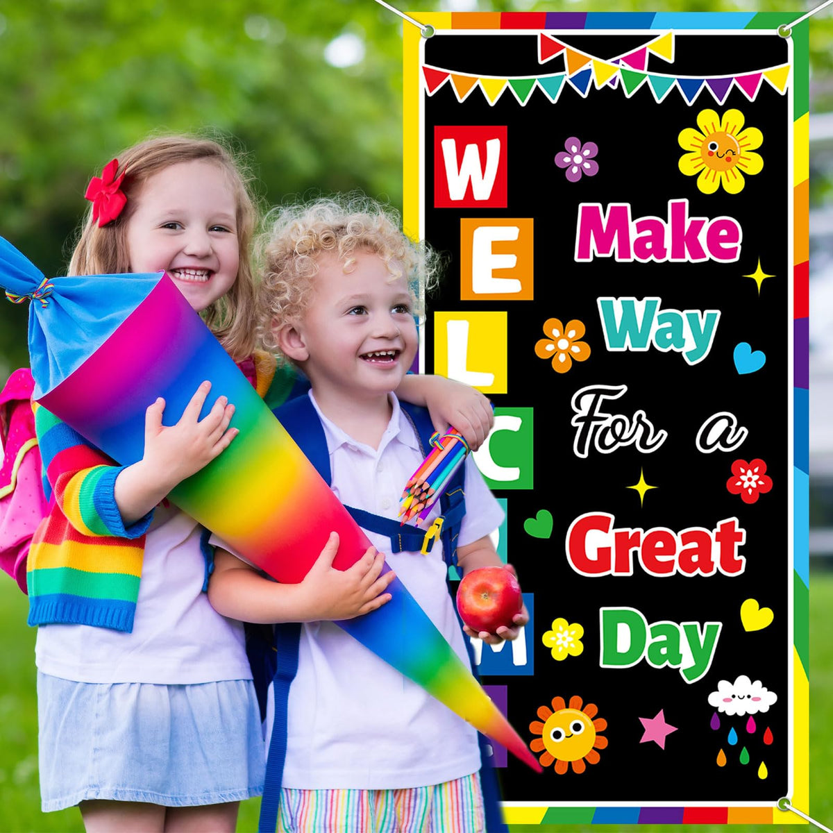 Wiooffen Classroom Colorful Welcome Door Cover Banner Wall Door Decor ...
