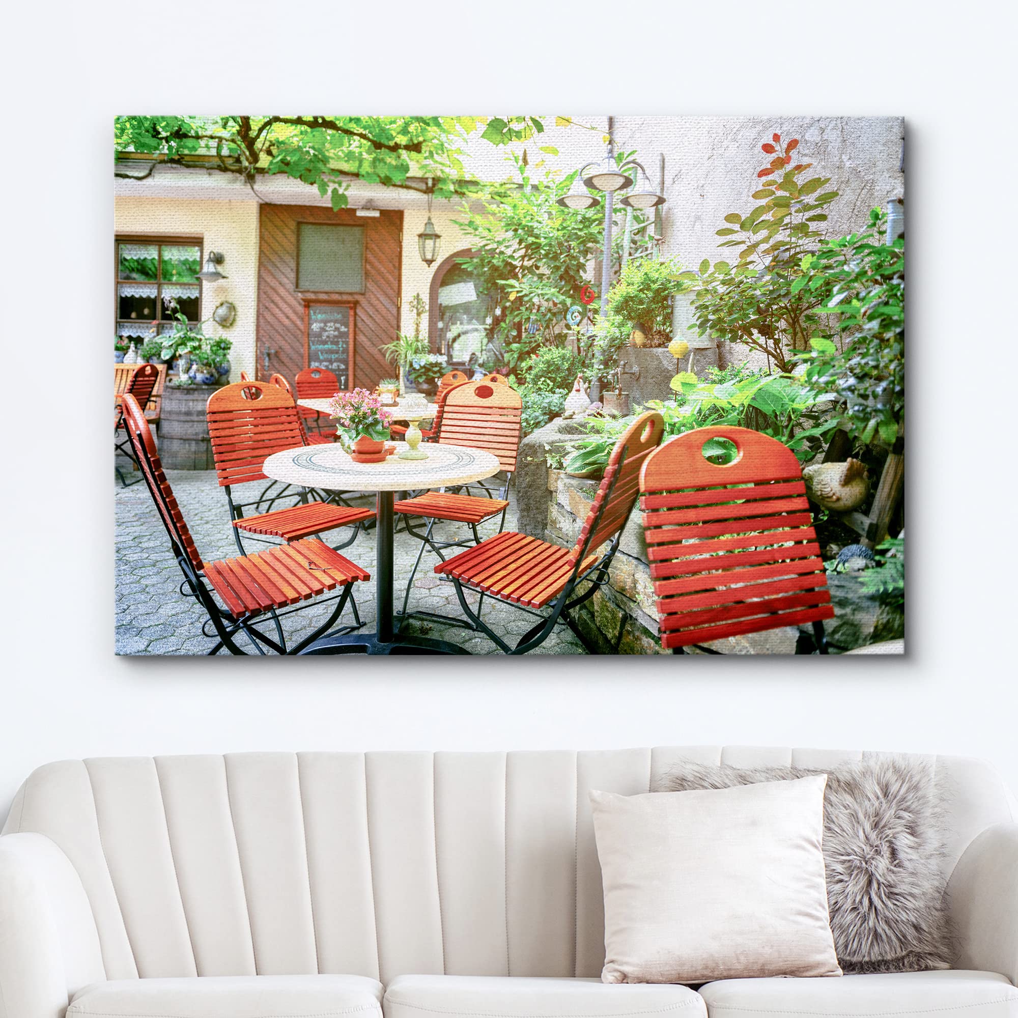 Wall26 Canvas Print Wall Art European Italian Cafe Floral Terrace Nature Wilderness Photography Realism Rustic Scenic Landscape