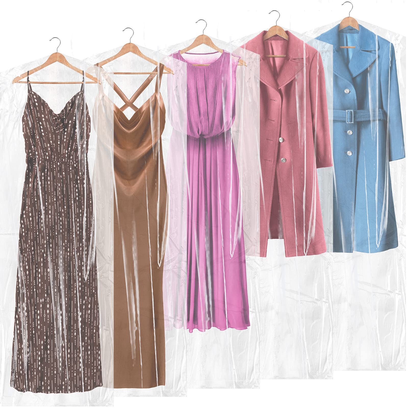 Patelai 40 Pcs 72/40inch Extra Long Garment Bags for Dresses Dry Cleaning Bags for Hanging Clothes Dry Cleaner Plastic Garment f