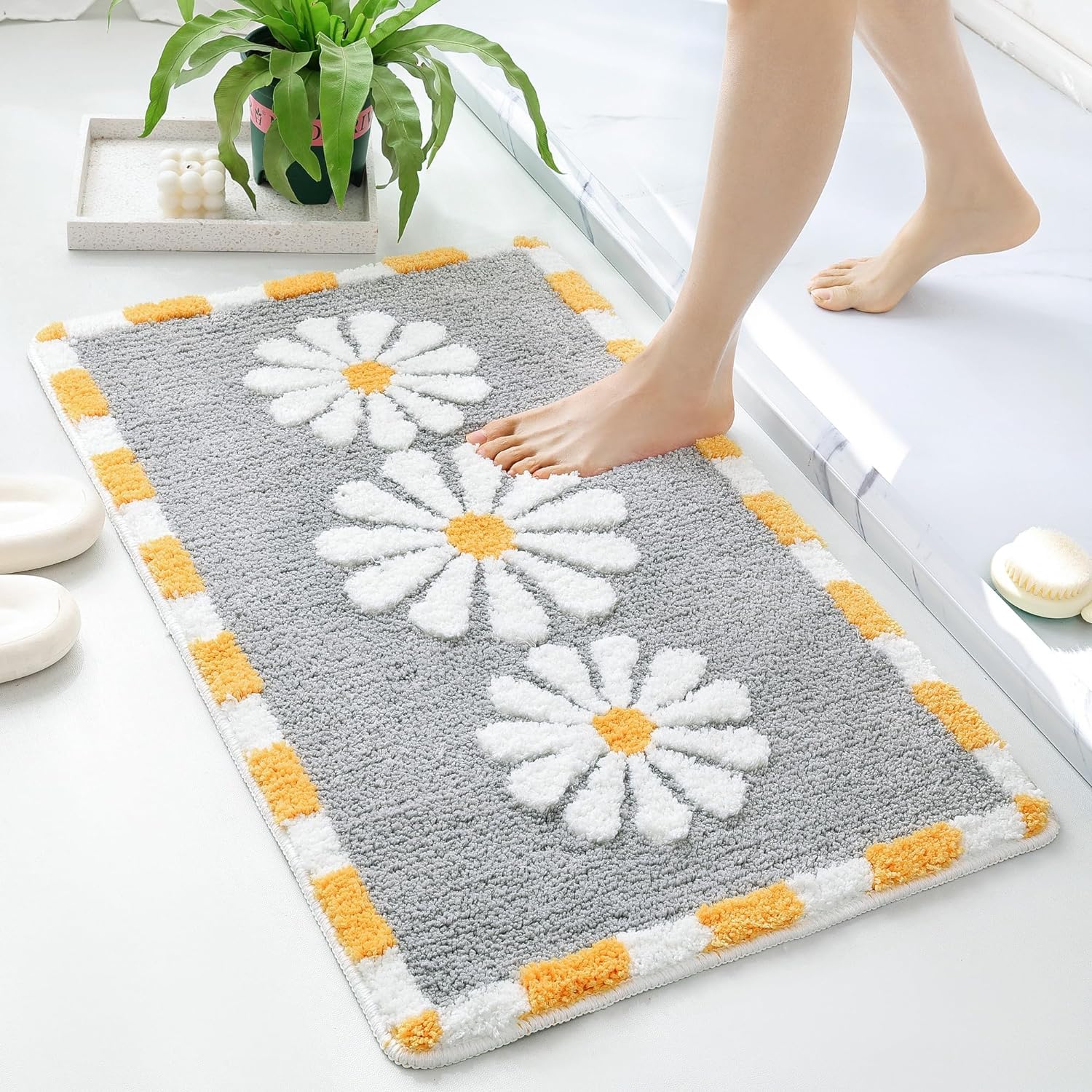 Roseate Blossom Super Soft Anti-Skid (40X60 Cm) Super Absorbent Mats Microfiber 2000 Gsm Mat For Bathroom/Kitchen/Door Mats For 