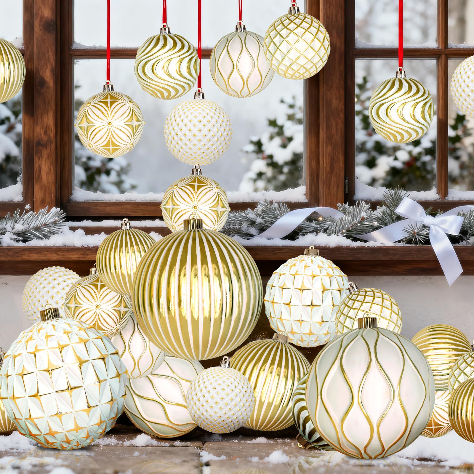 Lanpn 6 Pcs 8 Large Christmas Balls Ornaments, Outdoor Xmas Tree Hanging Decorations, Shatterproof Christmas Ball Ornament Set f