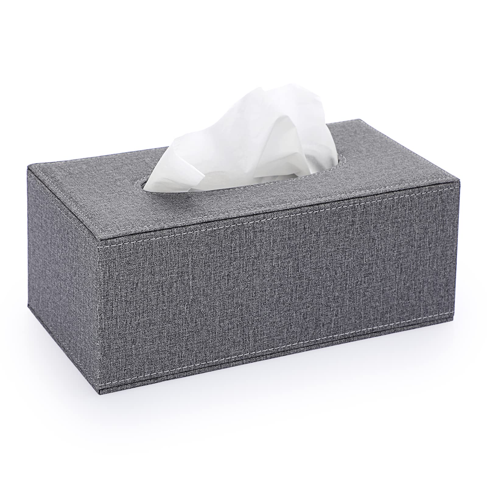 Sumnacon Rectangular Linen Tissue Box Cover - Stylish Tissue Box Holder With Magnetic Bottom, Decorative Tissue Box For Vanity D