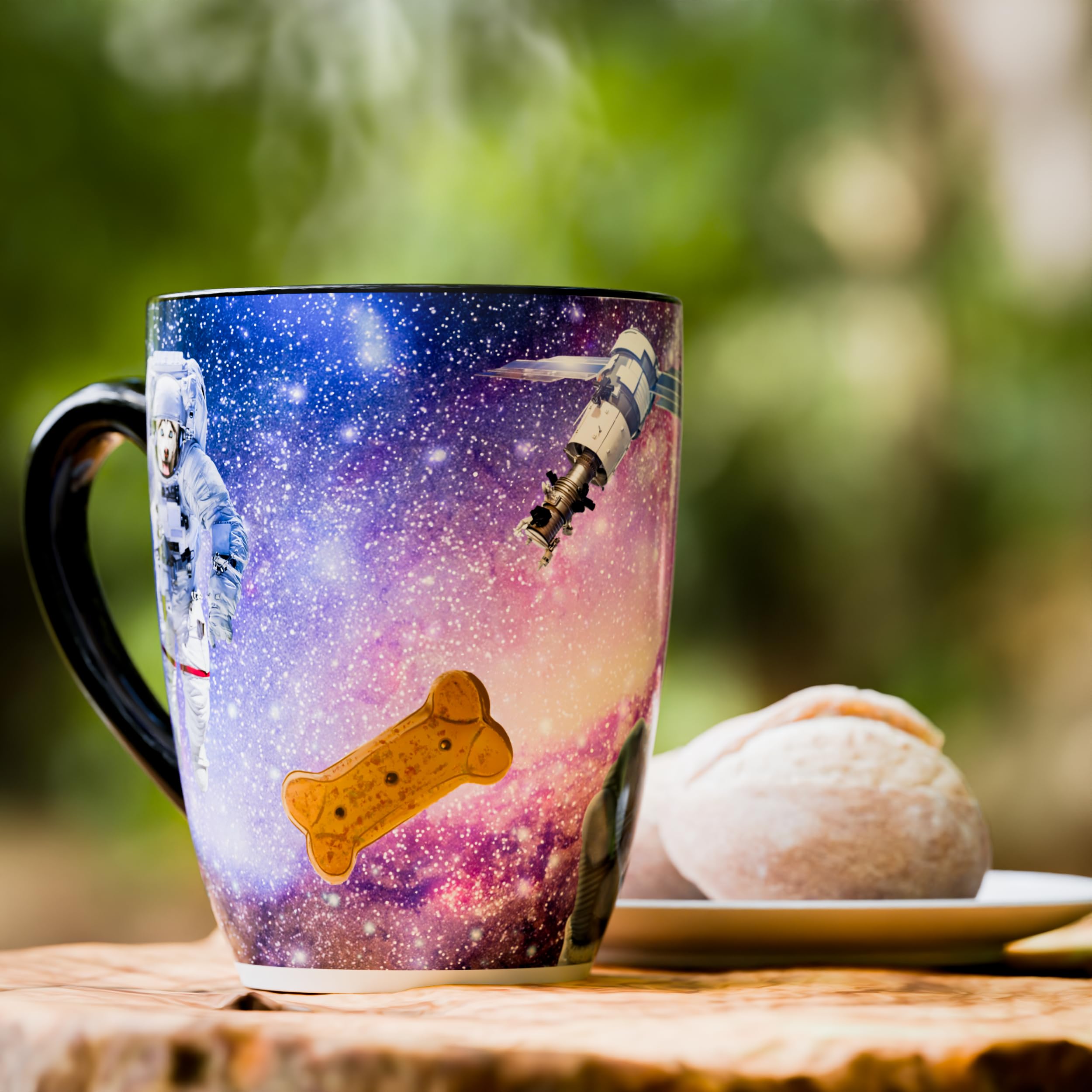 Color Changing Space Dog Coffee Mug 15oz - Astronaut Pitbull & Husky Galaxy Reveal - Funny Heat Sensitive Novelty Dog Mug, Uniqu