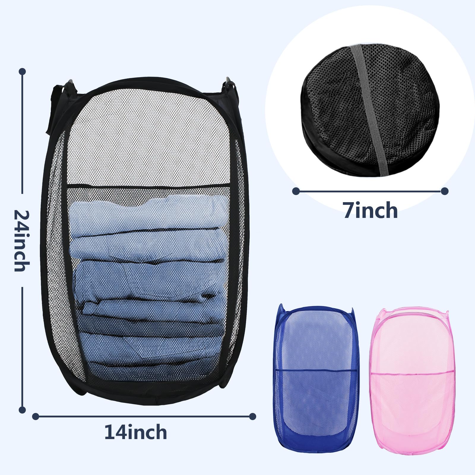 Lxlovesm Pop Up Hamper, Mesh Popup Laundry Hamper, Clothes Basket, Collapsible Hamper For Laundry, Hamper For Travel And Storage