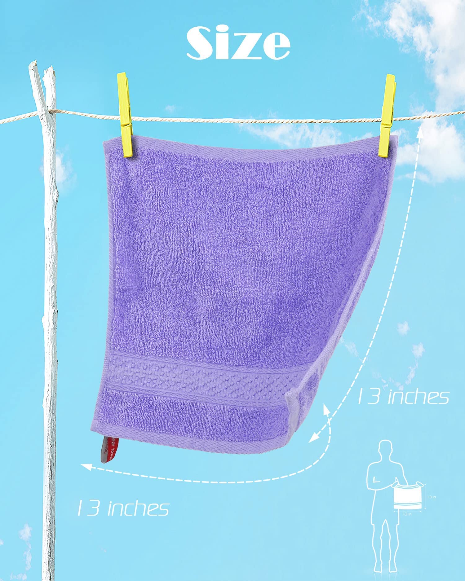 Cleanbear Wash Cloths Cotton Facecloths, Large Face Cloths 6 Ultra-Soft Washcloths For Bathroom And Guestroom, Fade-Resistant Fa