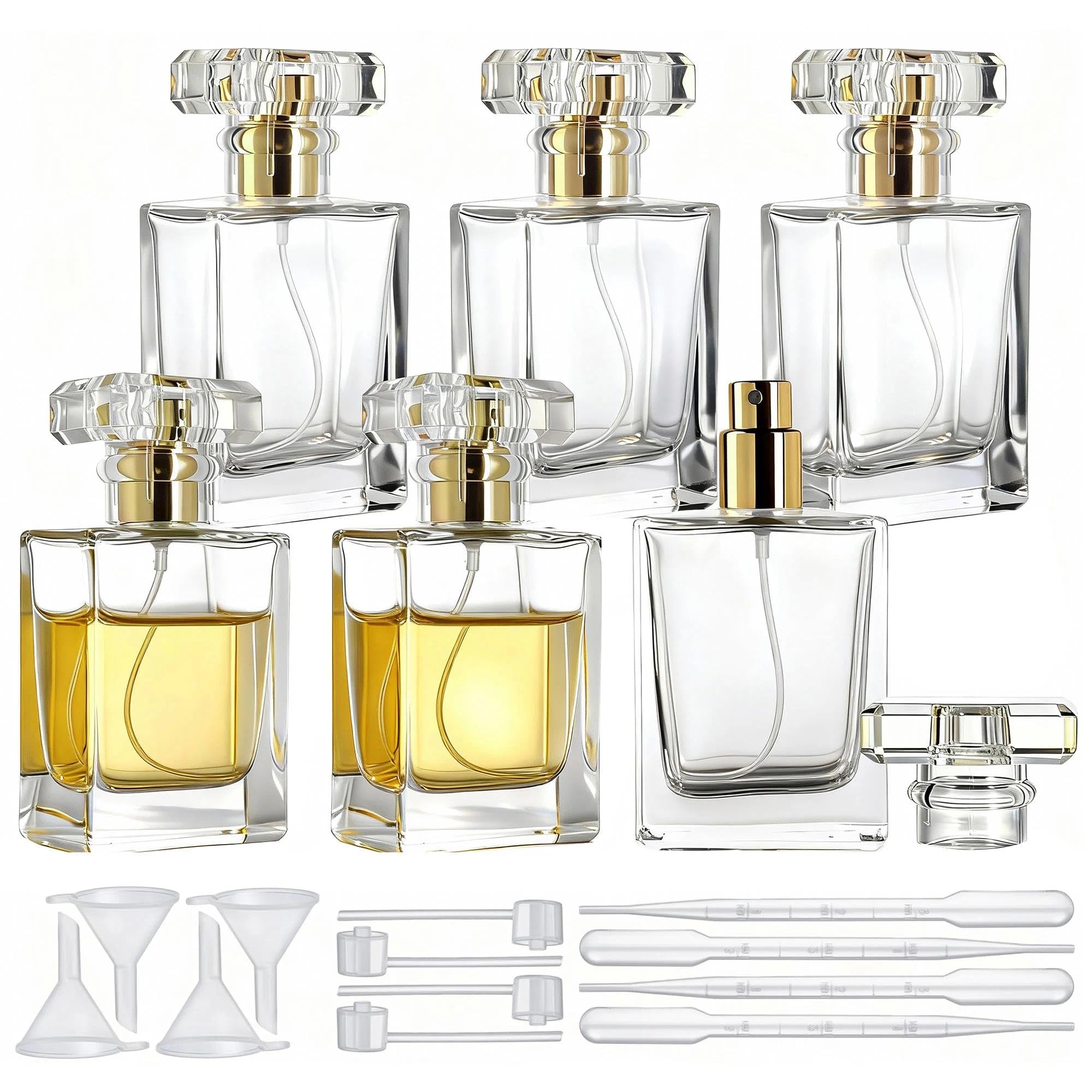 YU FENG 6 Pack 50ML Glass Perfume Spray Bottles, Refillable Atomizer