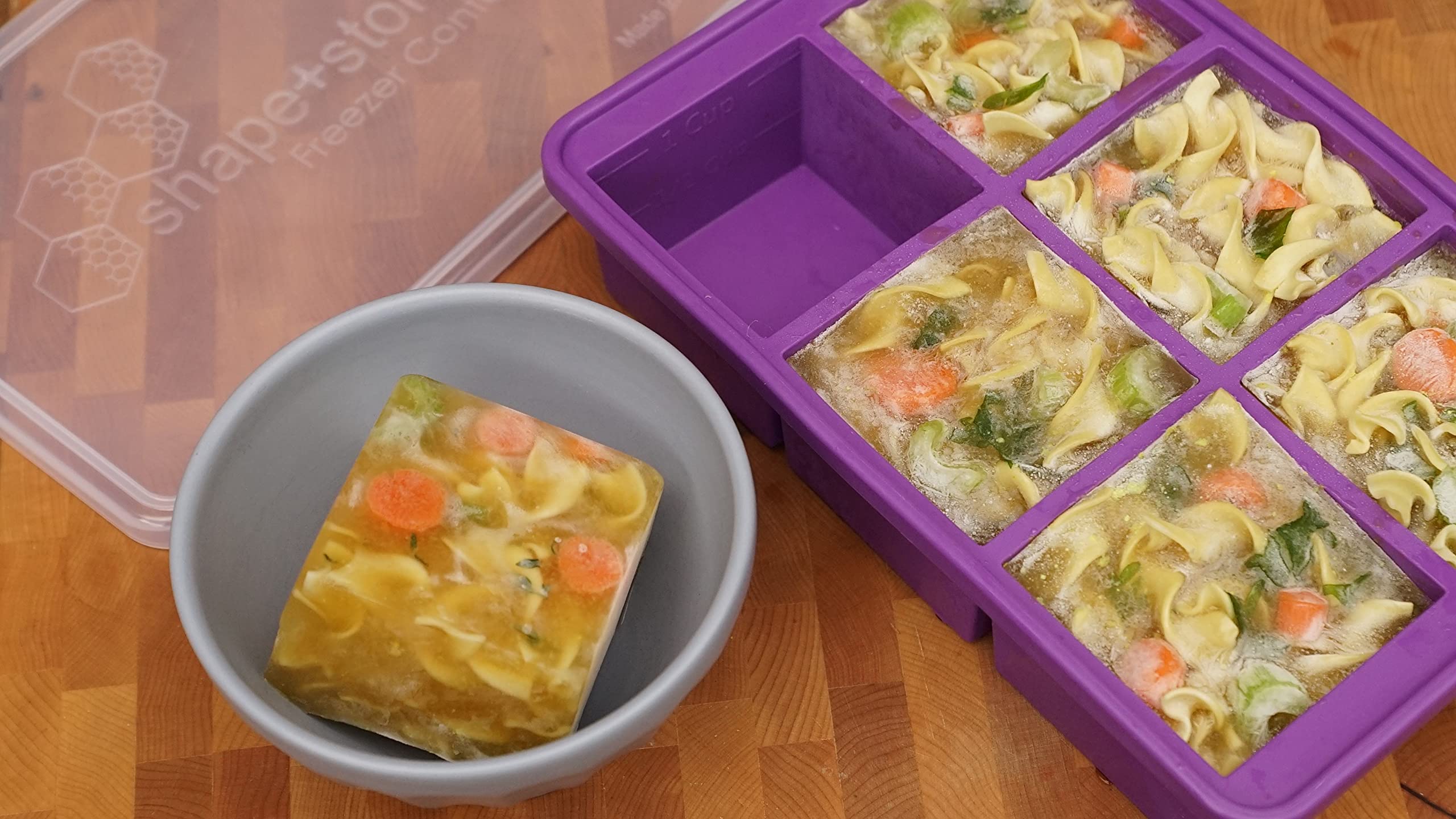 Shape+Store Soup Master 6-In-1 Soup Freezer Container With Lid, Six 8 Oz Cubes Storage & Freezer Container, Stores 48Oz Of Liqui