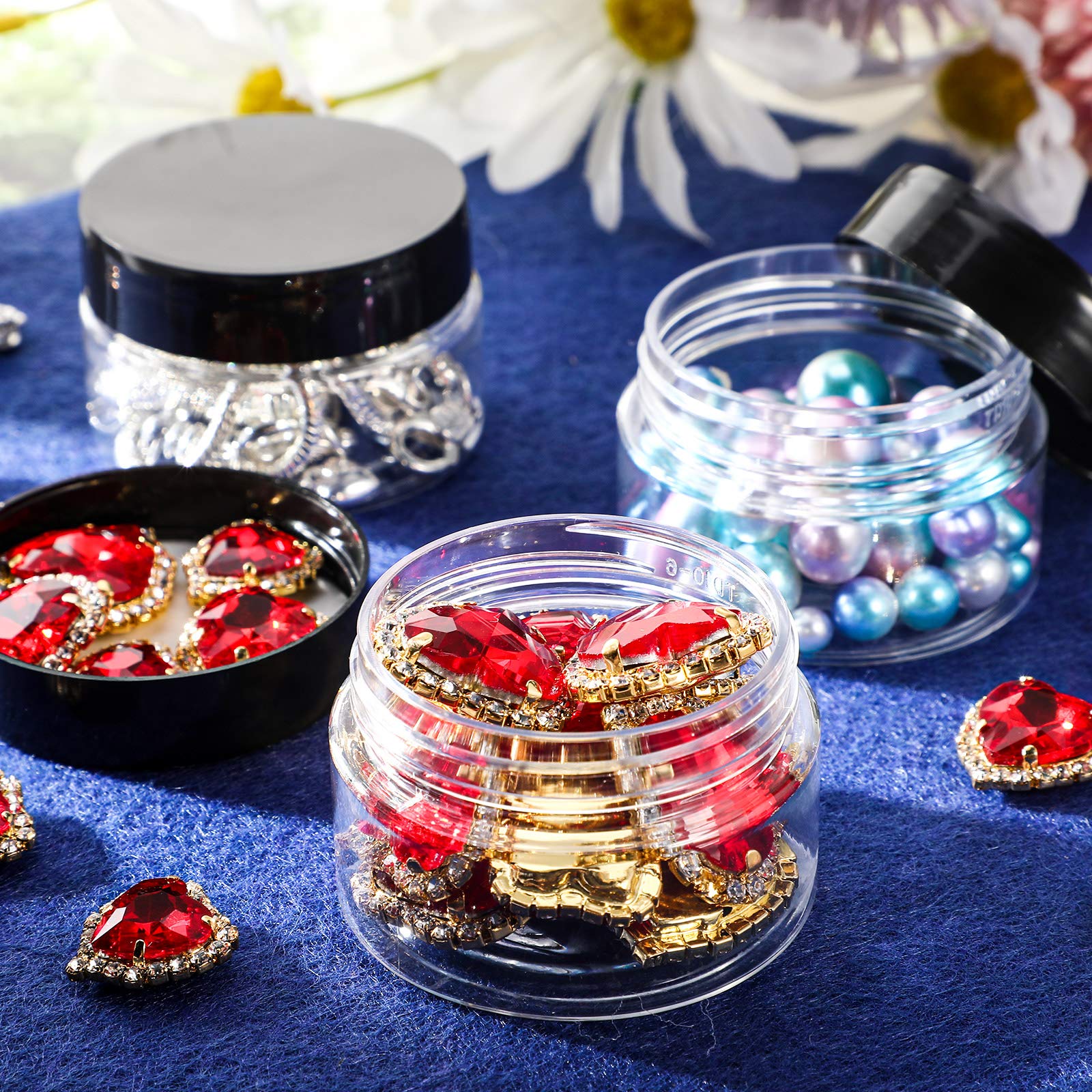 12 Pack Small Plastic Containers With Lids Clear Plastic Favor Storage Jars Wide Mouth For Beauty Products (1 Ounce, Black)