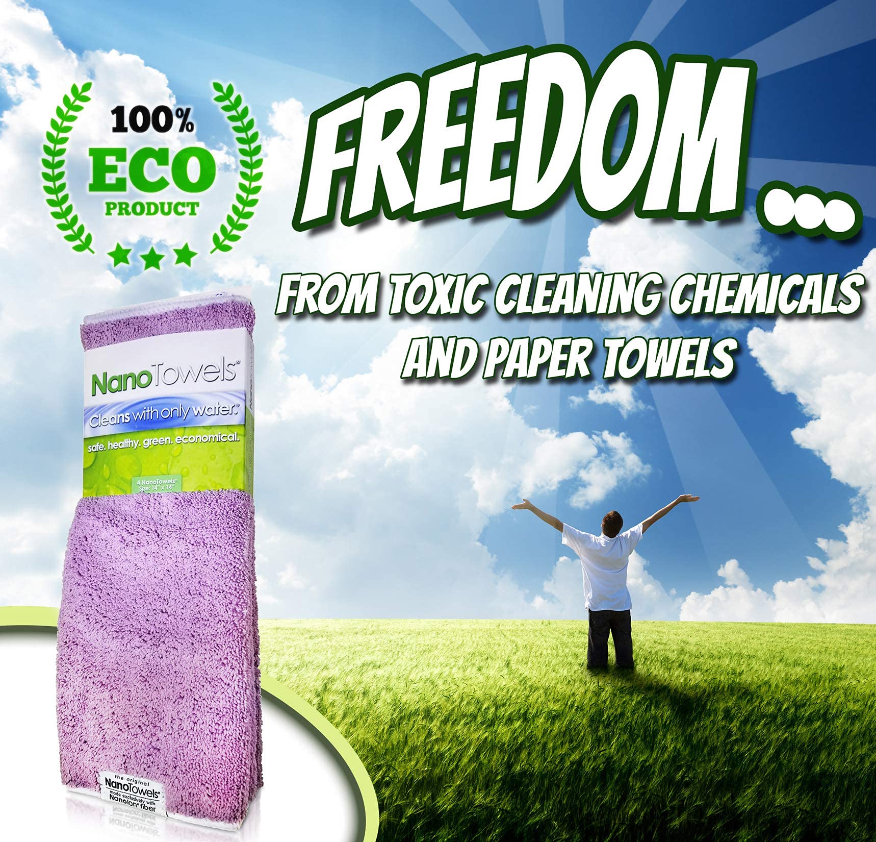 Nano Towels - The Amazing Eco Cloth That Cleans Virtually Any Surface With Only Water. No More Paper Towels Or Toxic Chemicals.
