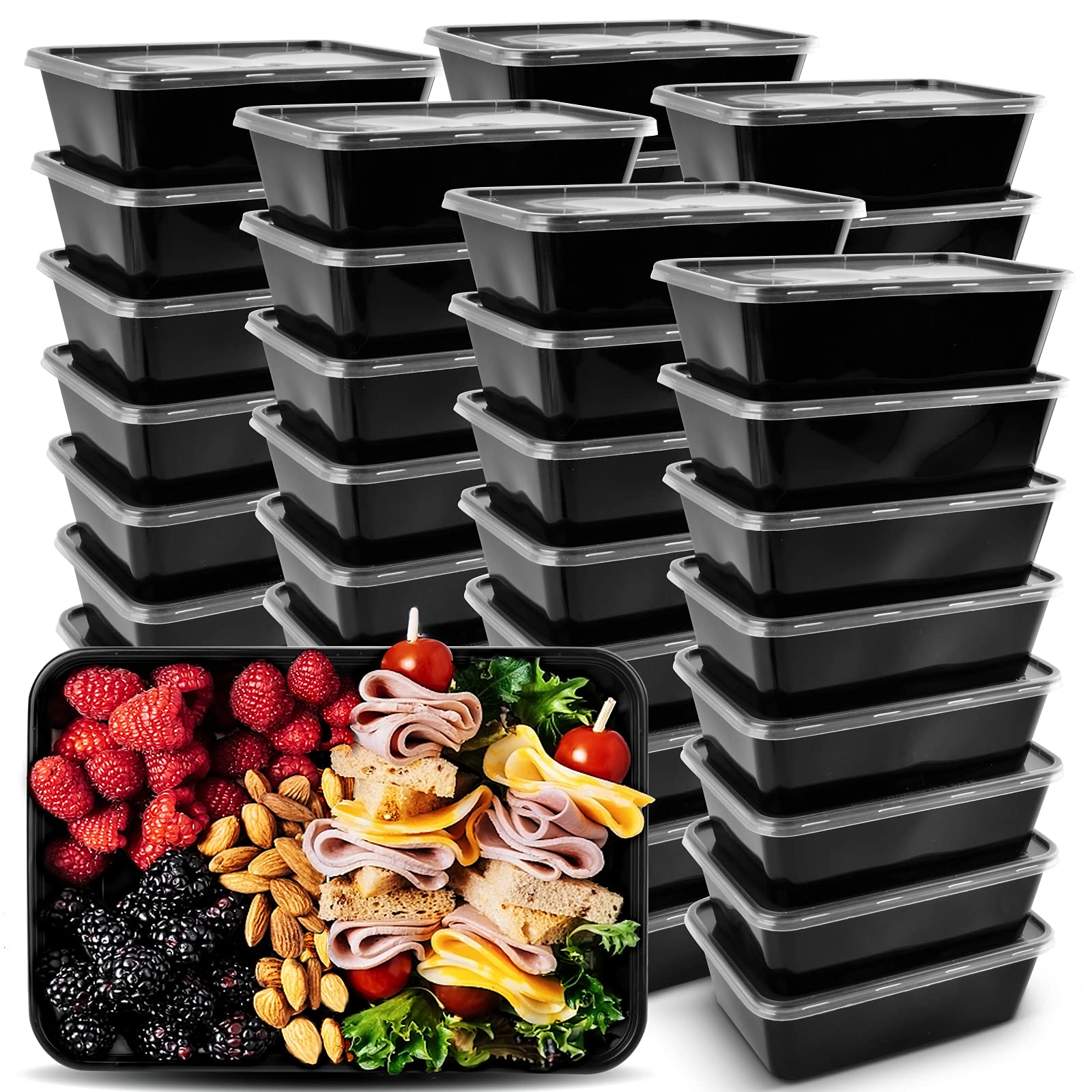 Meal Food Prep Container,50 Pack / 26 Oz Food Storage Containers With Lids,Disposable Airtight Bento Box Reusable Plastic Lunch