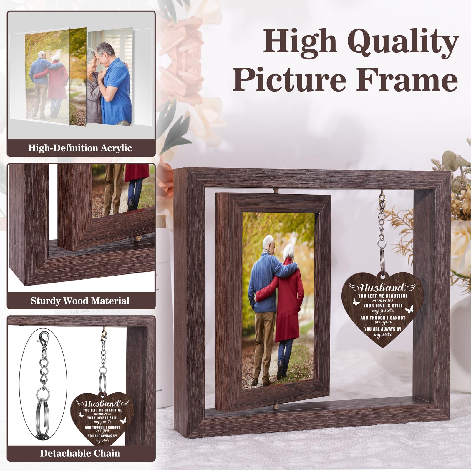 Boiveco Memorial Gifts for Loss of Husband, Sympathy Gift for Loss of Husband Memorial Picture Frame, In Memory of Husband Grief
