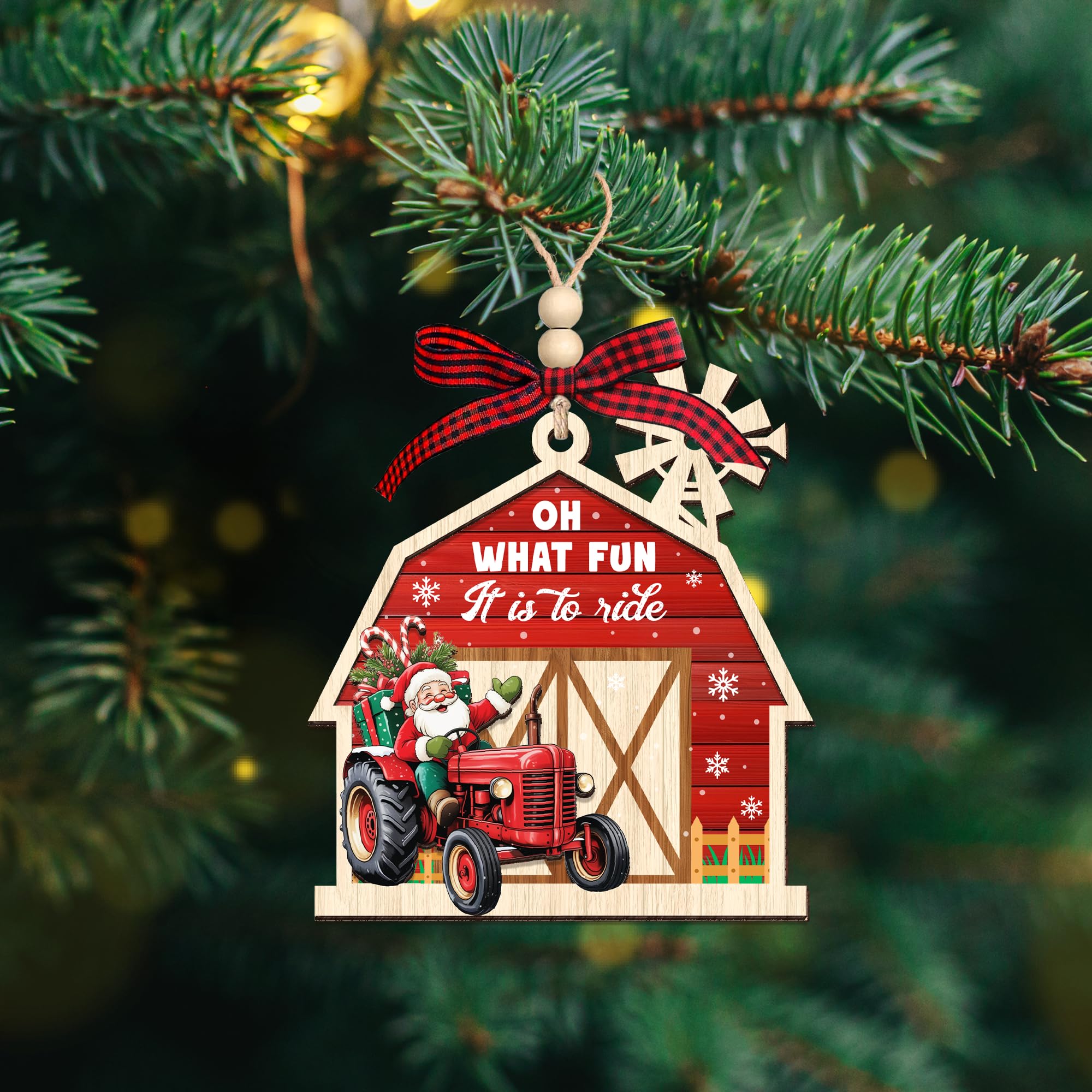 HEXMOZ Farm Christmas Ornaments - Tractor Ornaments for Christmas Tree - Ranch Ornament - Farmer Gifts for Women, Men - Farmhous