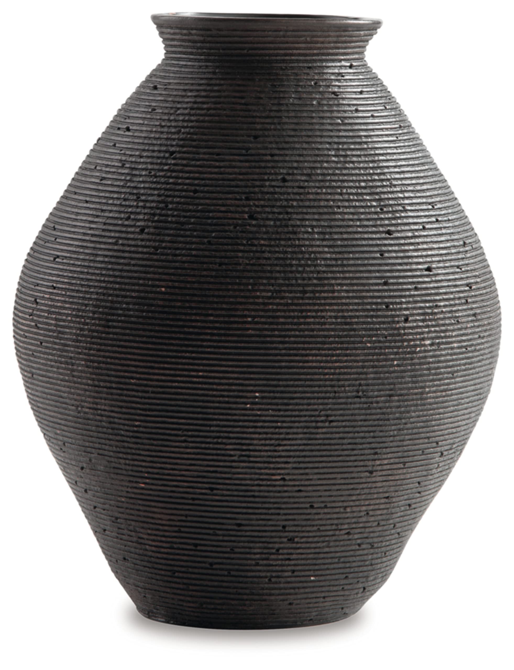 Signature Design by Ashley Hannela 12 Modern Distressed Polyresin Vase, Antique Brown