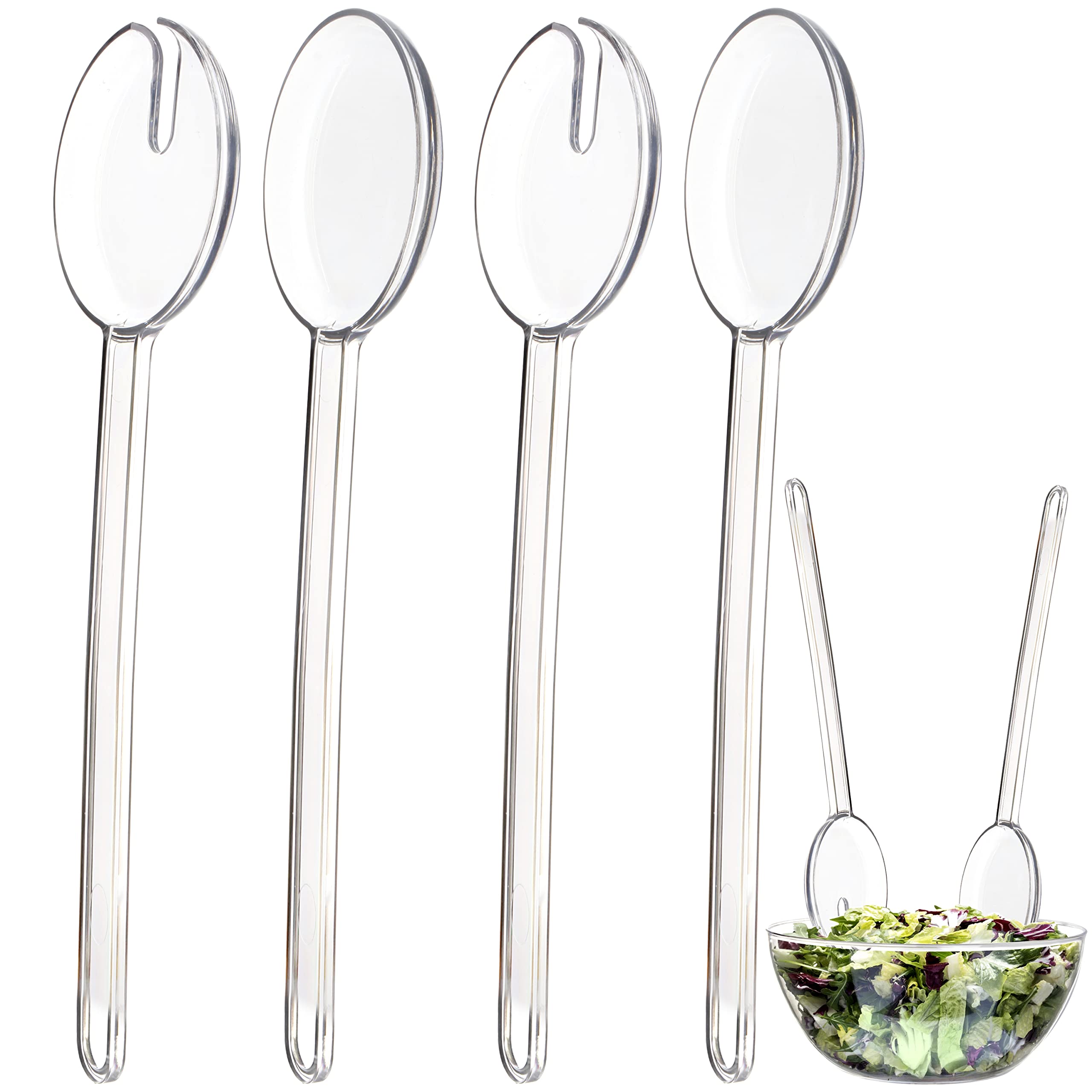 Youngever 4 Pieces 12.8 Inch Plastic Salad Servers, Set Of 2