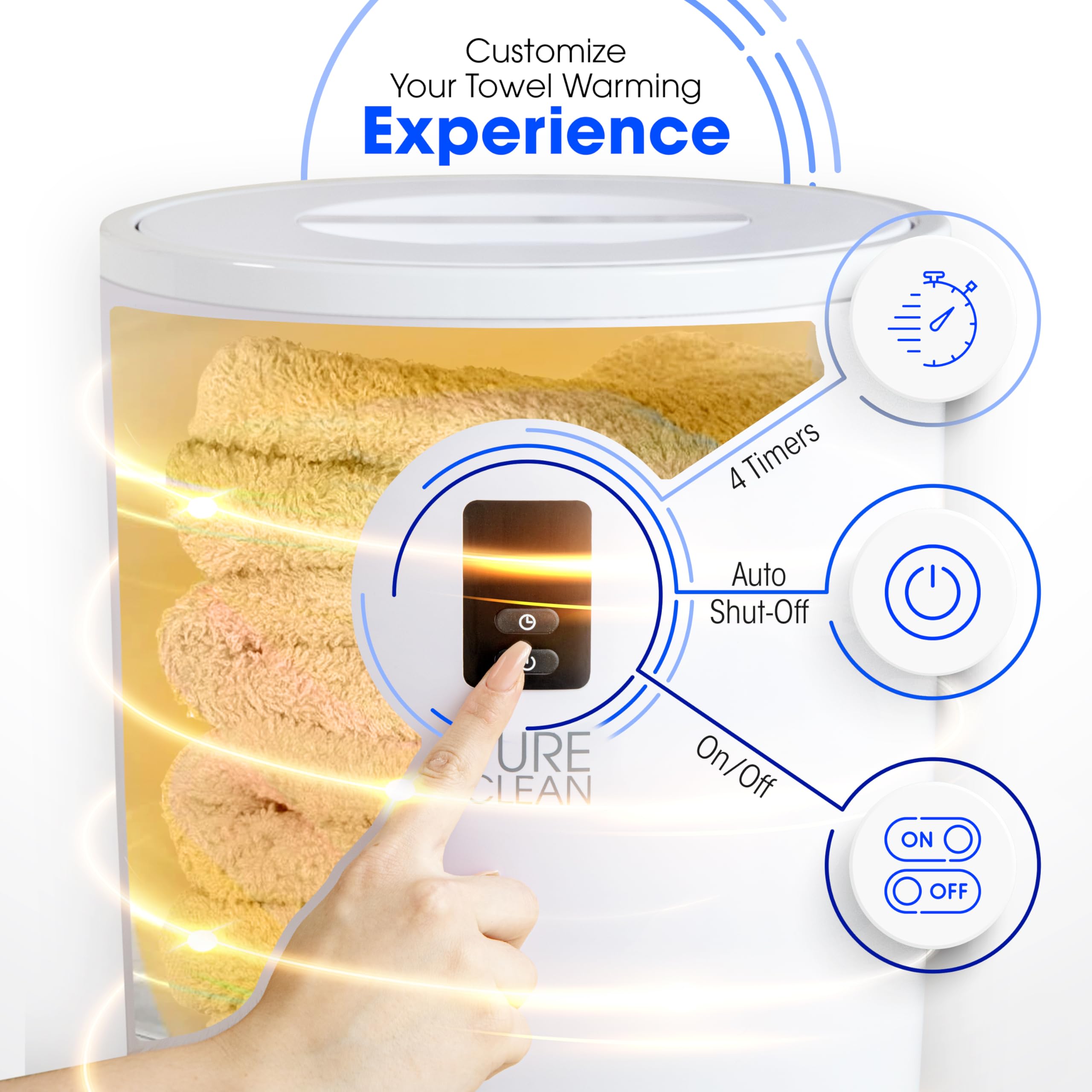 Pureclean Towel Warmers Bucket, With Customized Fragrance For Spa And Bathroom, Luxury Towel Heater Gifts For Him & Her, Auto Sh