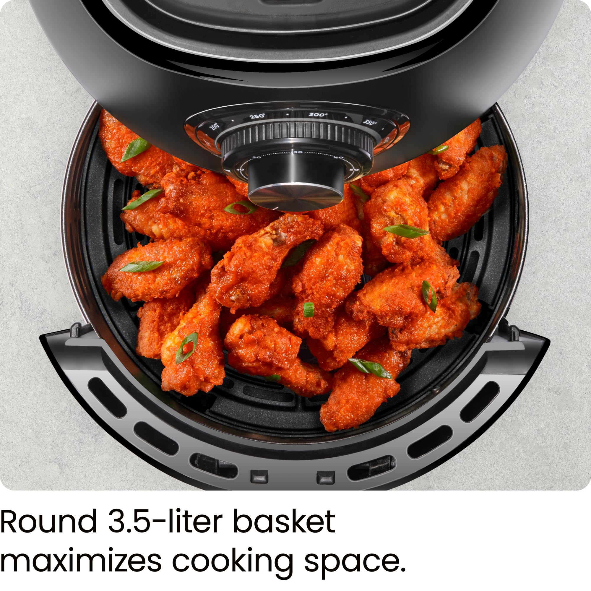 Chefman Small Air Fryer Healthy Cooking, 3.6 Qt, Nonstick, User Friendly And Dual Control Temperature, W/ 60 Minute Timer & Auto