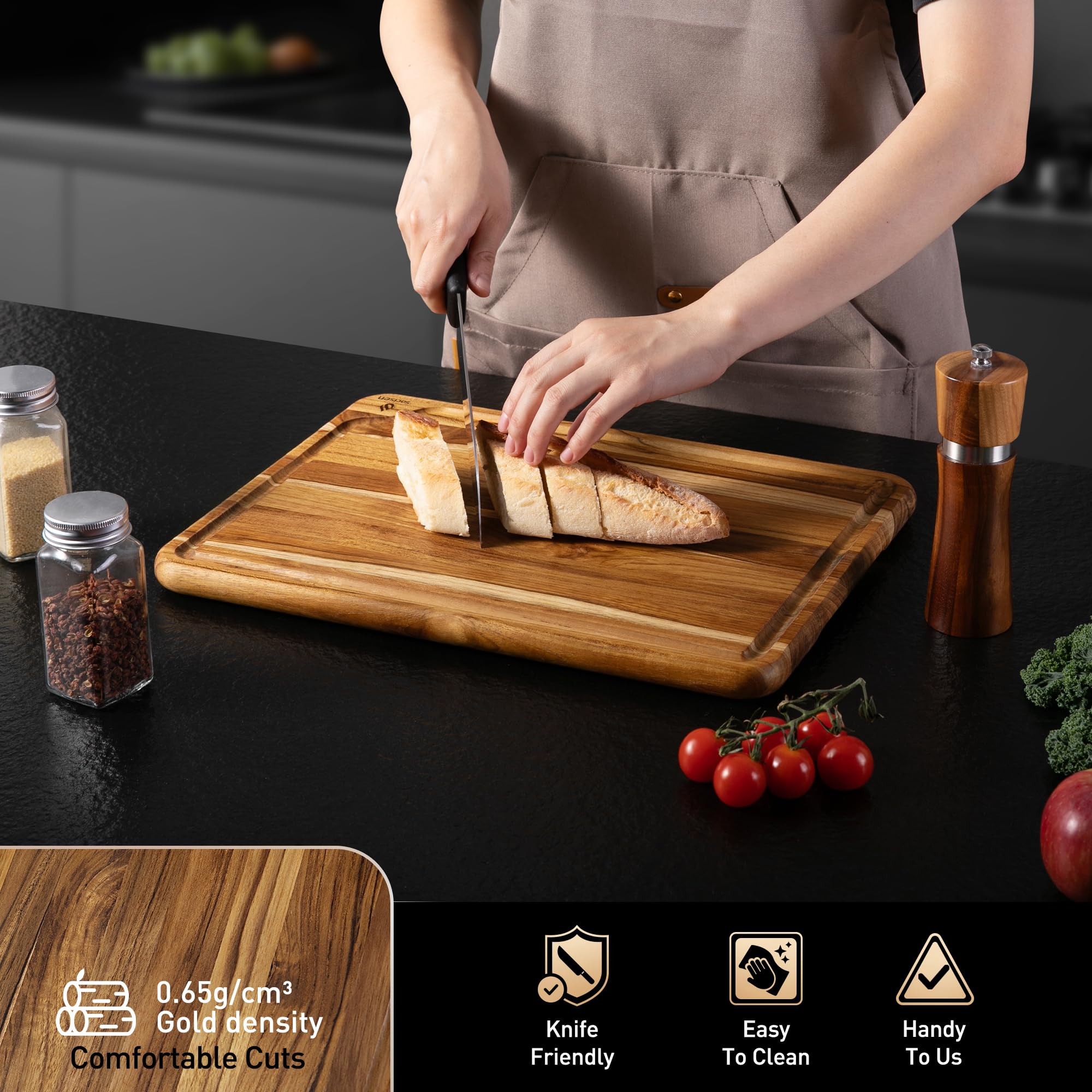 Teak Cutting Board 15inch Non Slip Over Sink Kitchen 2025 First Apartment Essentials Wooden Cutting Board New Home Must Haves Ac