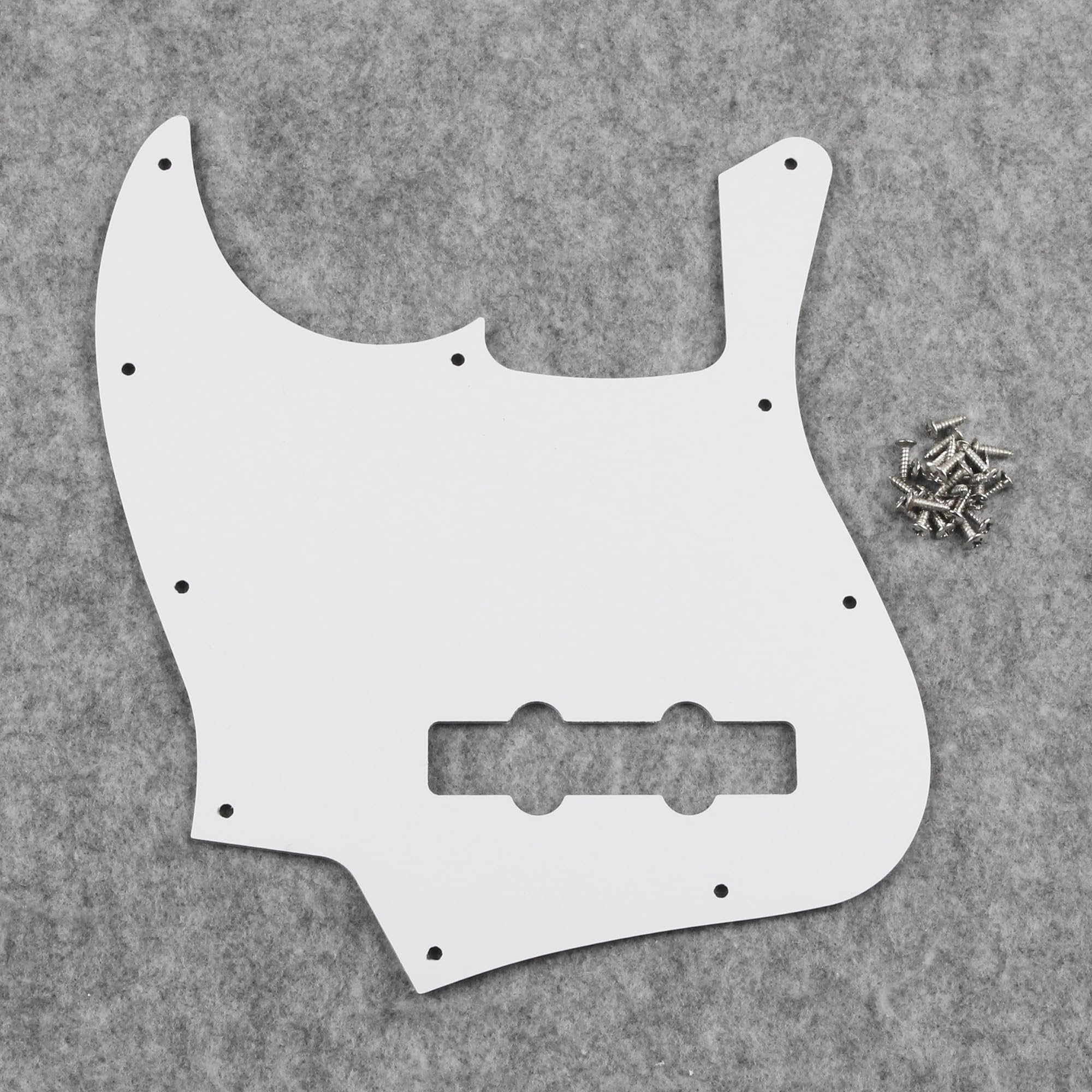 Fleor 10 Hole Jazz Bass Pickguard Scratch Plate Pick Guards For 4 Strings Americanmexican Standard Jazz Bass Part, 4Ply White Pe