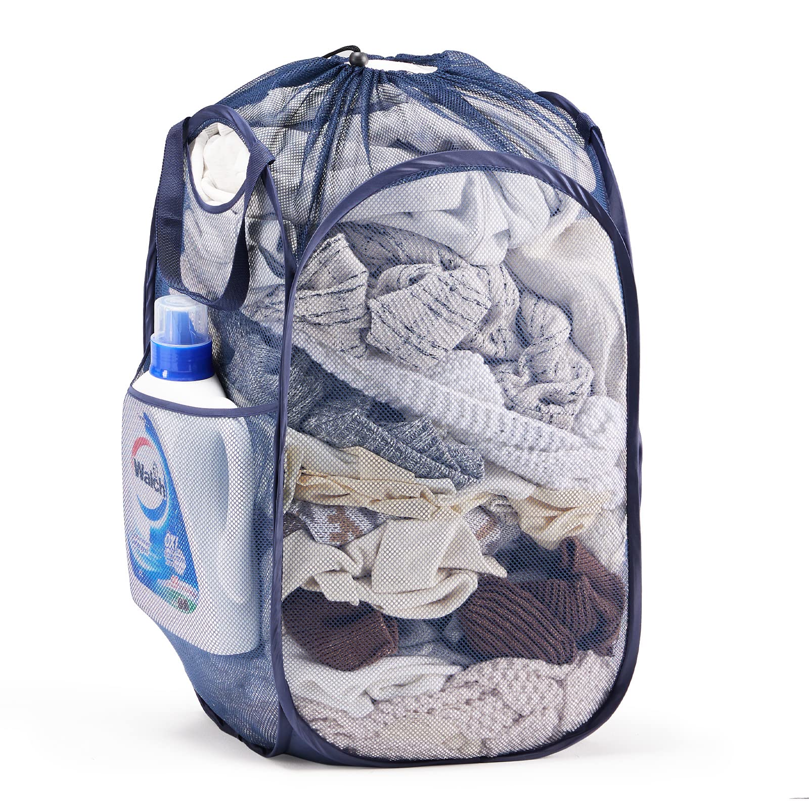 Mesh Pop Up Laundry Hamper With Durable Handles - Portable Collapsible Clothes Baskets For Dorm, Bathroom & Travel