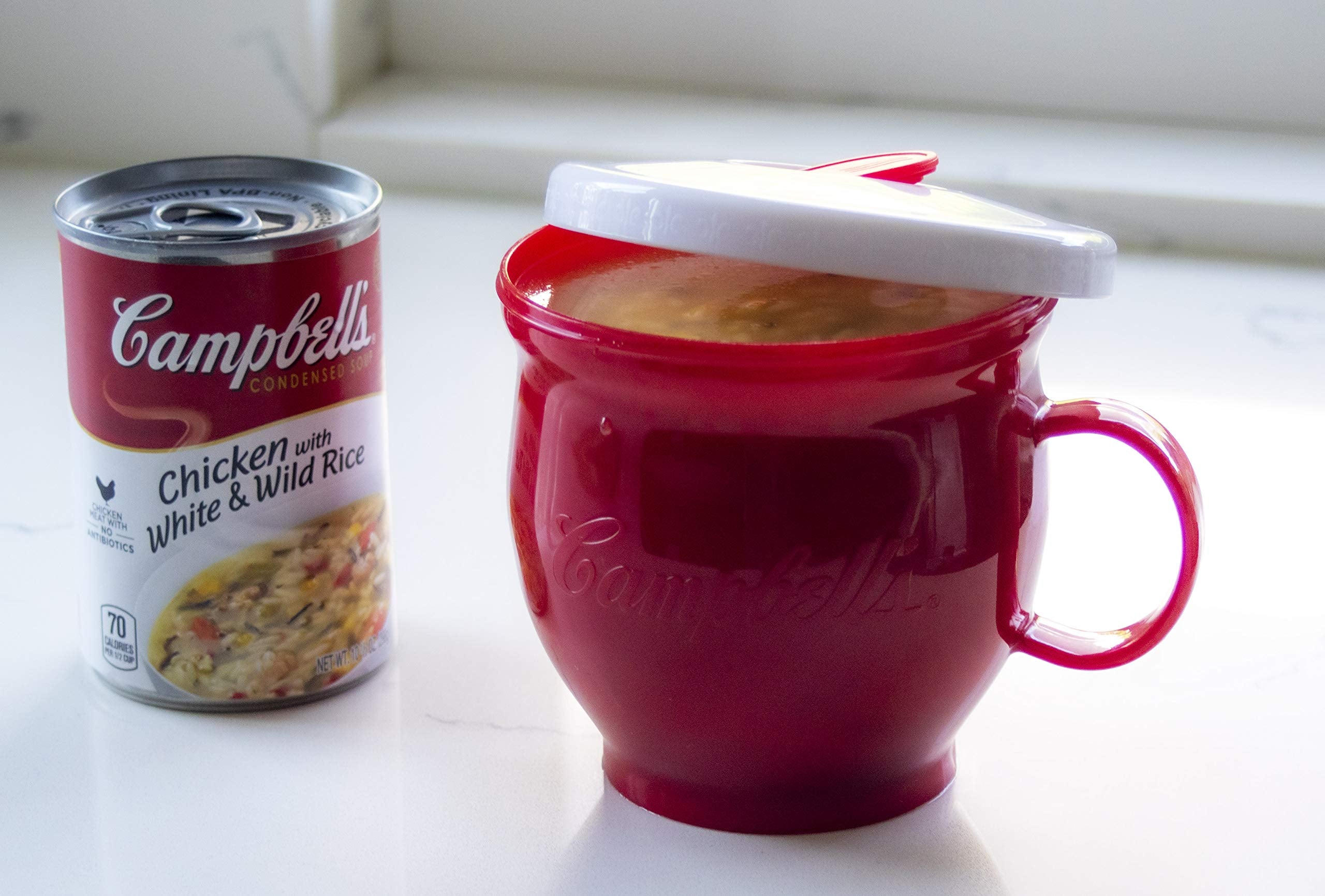 Evriholder Plastic Campbell'S Micro Microwave Mug, On-The-Go Soup, Easy Lunch, 22 Ounce, Red (98430-Amz)