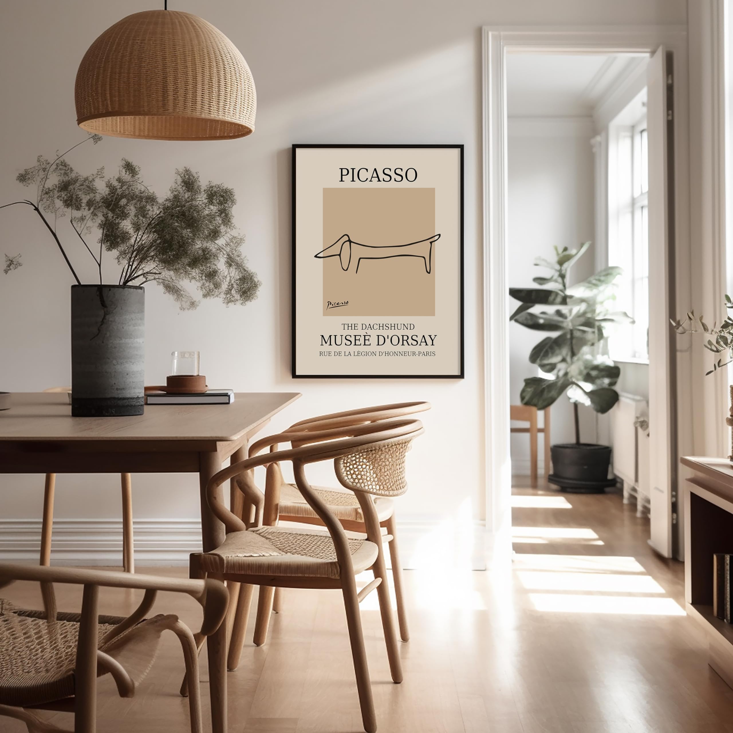 Poster Master Vintage Picasso Poster - Retro Dachshund Print - Dog Art - Line Drawing Art - Sketch Art - Gift For Boys, Girls &