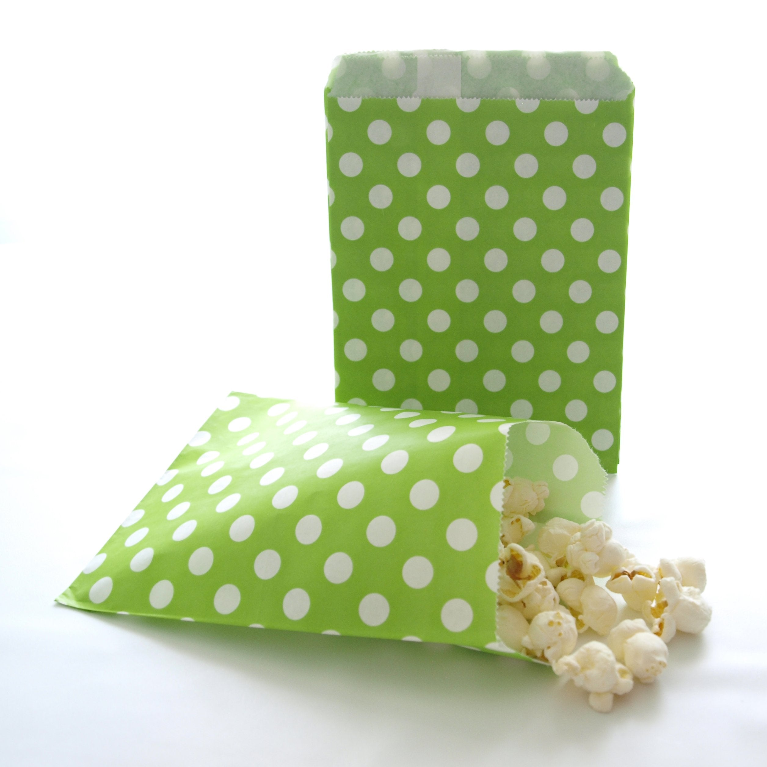 Dessert Candy Buffet Sacks, Party Favor Ideas For Wedding Receptions Or Birthday Parties, Green Polka Dot Bags (25 Pack)