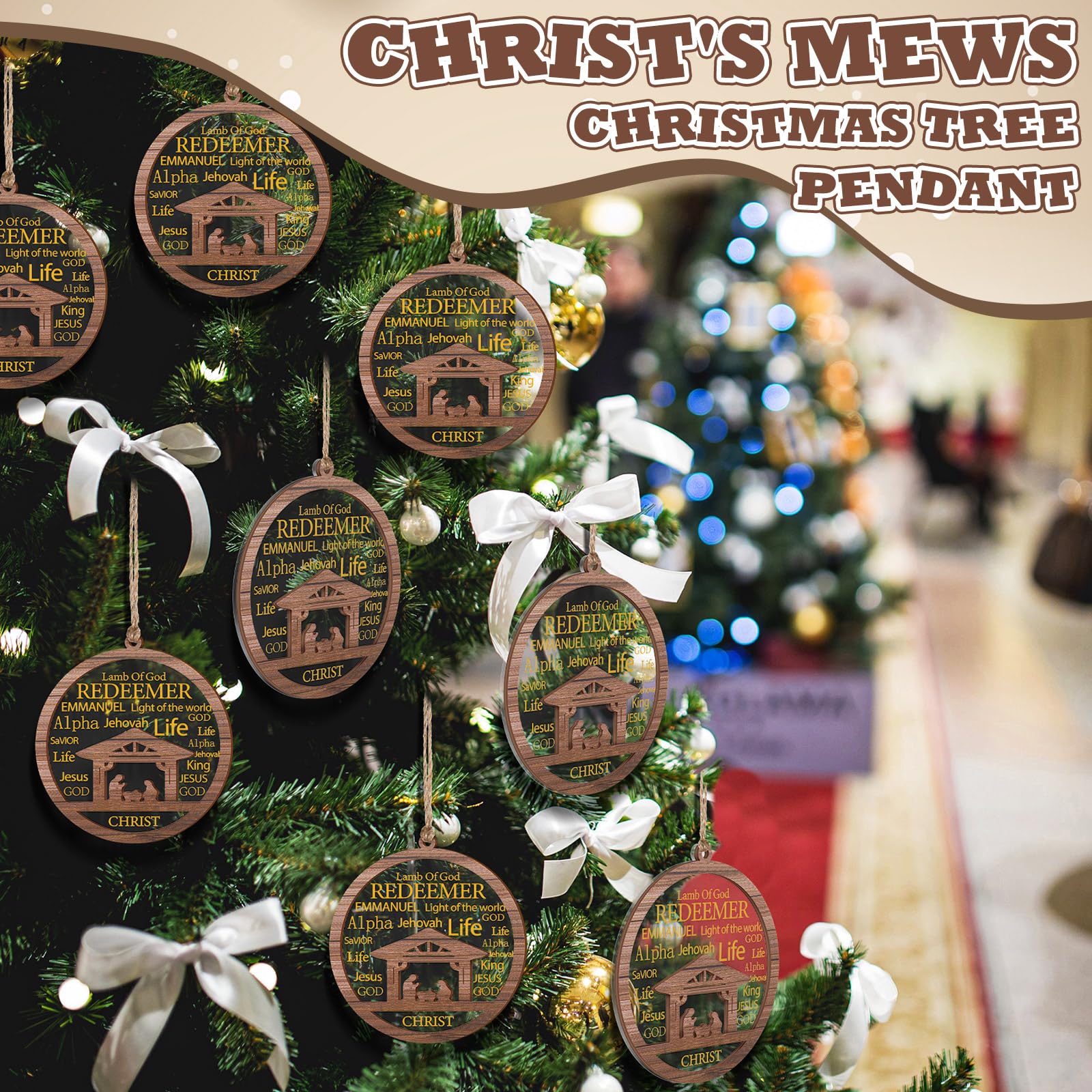 CroBlissful 36 Pack Christmas Nativity Scene Ornaments Bulk Wooden Christian Religious Catholic Gifts Nativity Story Jesus Mary