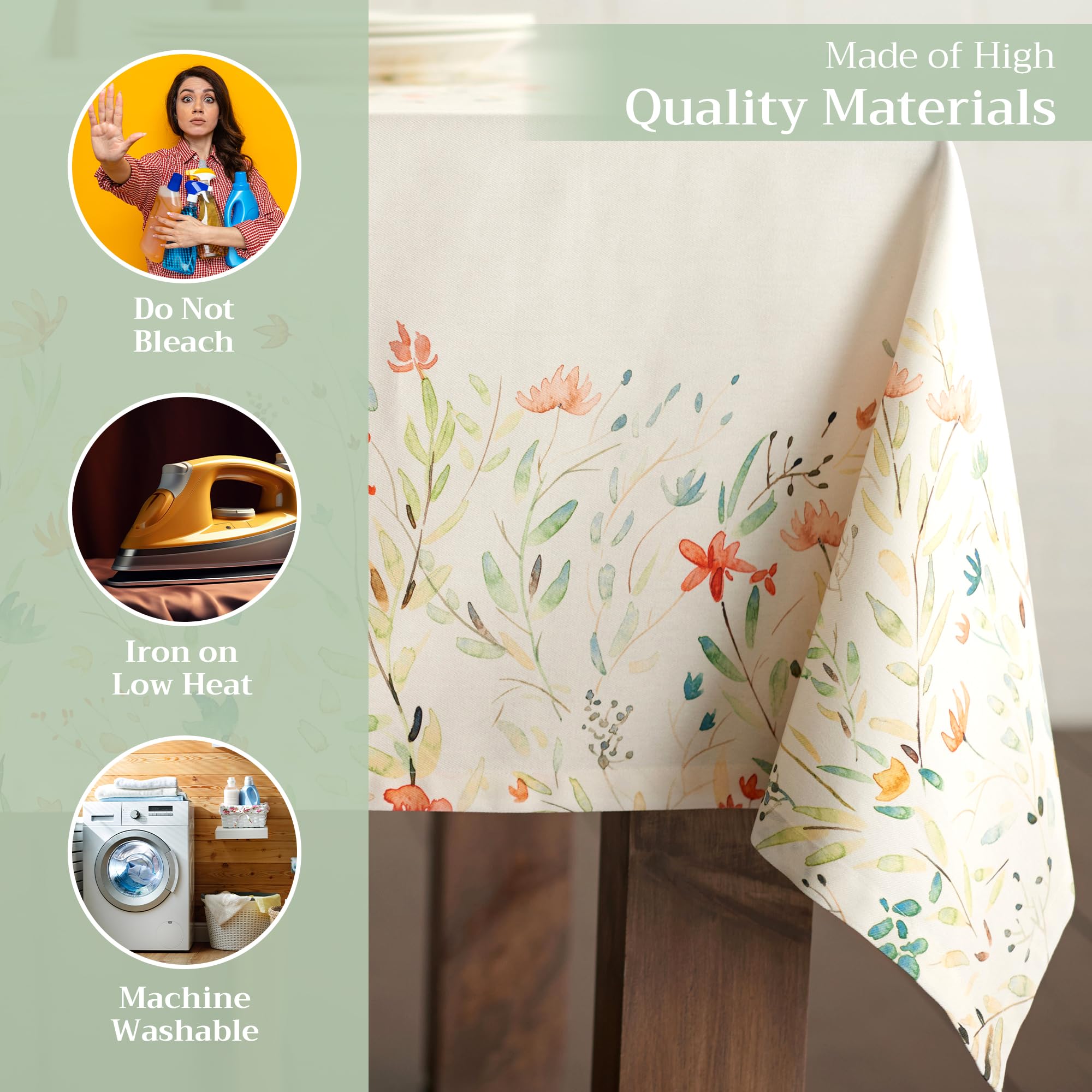Maison D' Hermine Colmar 100% Cotton Tablecloth Kitchen Dining Table Cloth For Square Tables Farmhouse Tabletop Cover For Partie