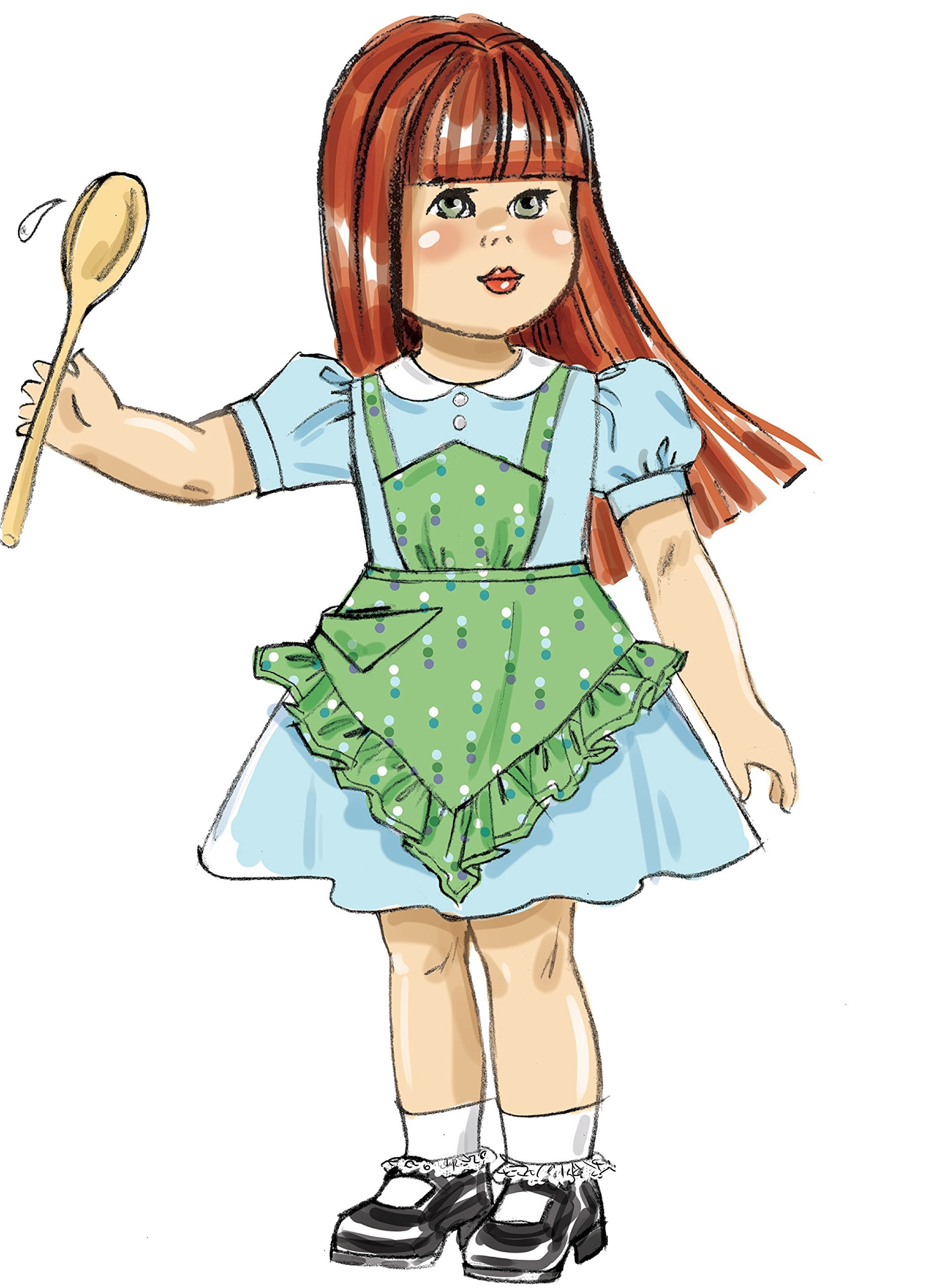 Mccall Pattern Company B6468Osz 18 Doll Aprons And Dress, One Size