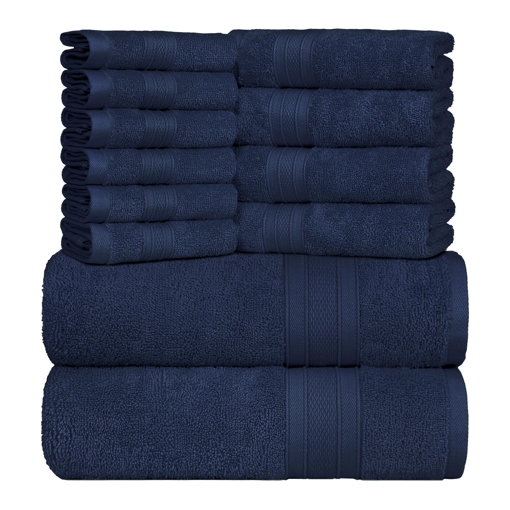 Trident Soft Comfort Air Rich Towels For Bath, 100% Cotton Towel, Super Soft, Highly Absorbent, 12 Pieces Towel Set, 500 Gsm - N