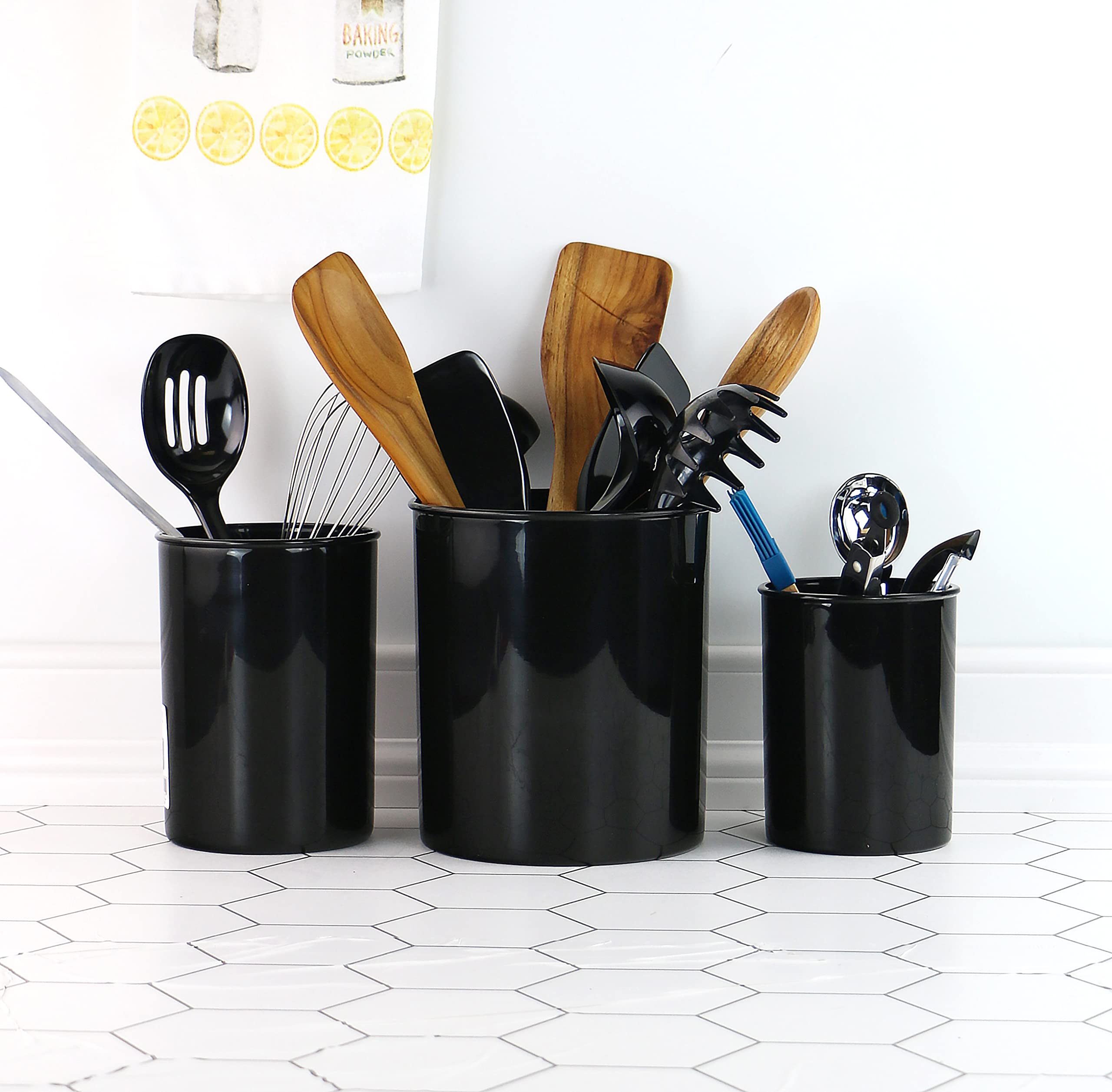 Reston Lloyd Multipurpose Crock Organize All Kinds Of Utensils & Kitchen Tools, Extra Large Holder, Black