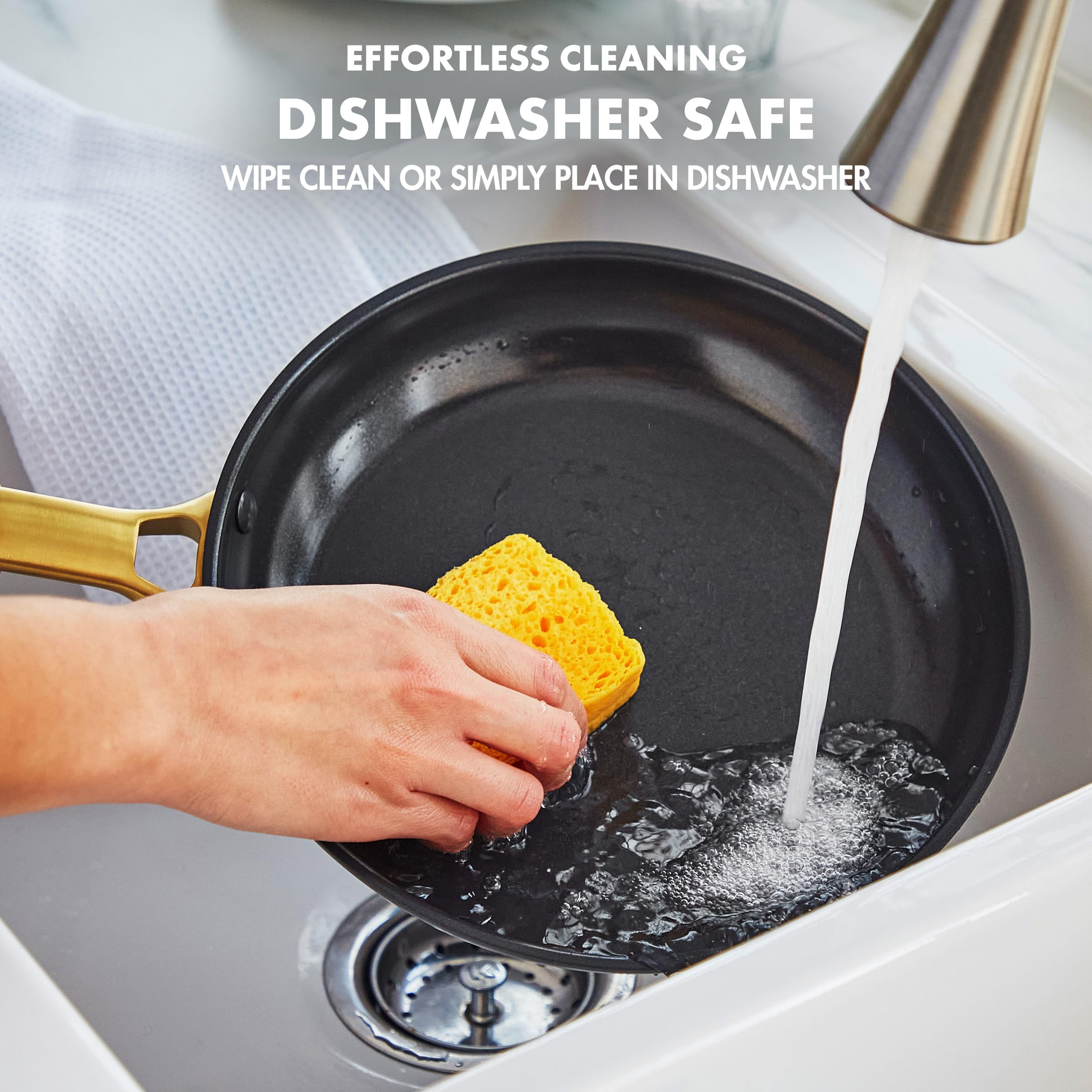 Greenpan Reserve Hard Anodized Healthy Ceramic Nonstick 8'' And 10'' Frying Pan Skillet Set, Gold Handle, Pfas-Free, Dishwasher