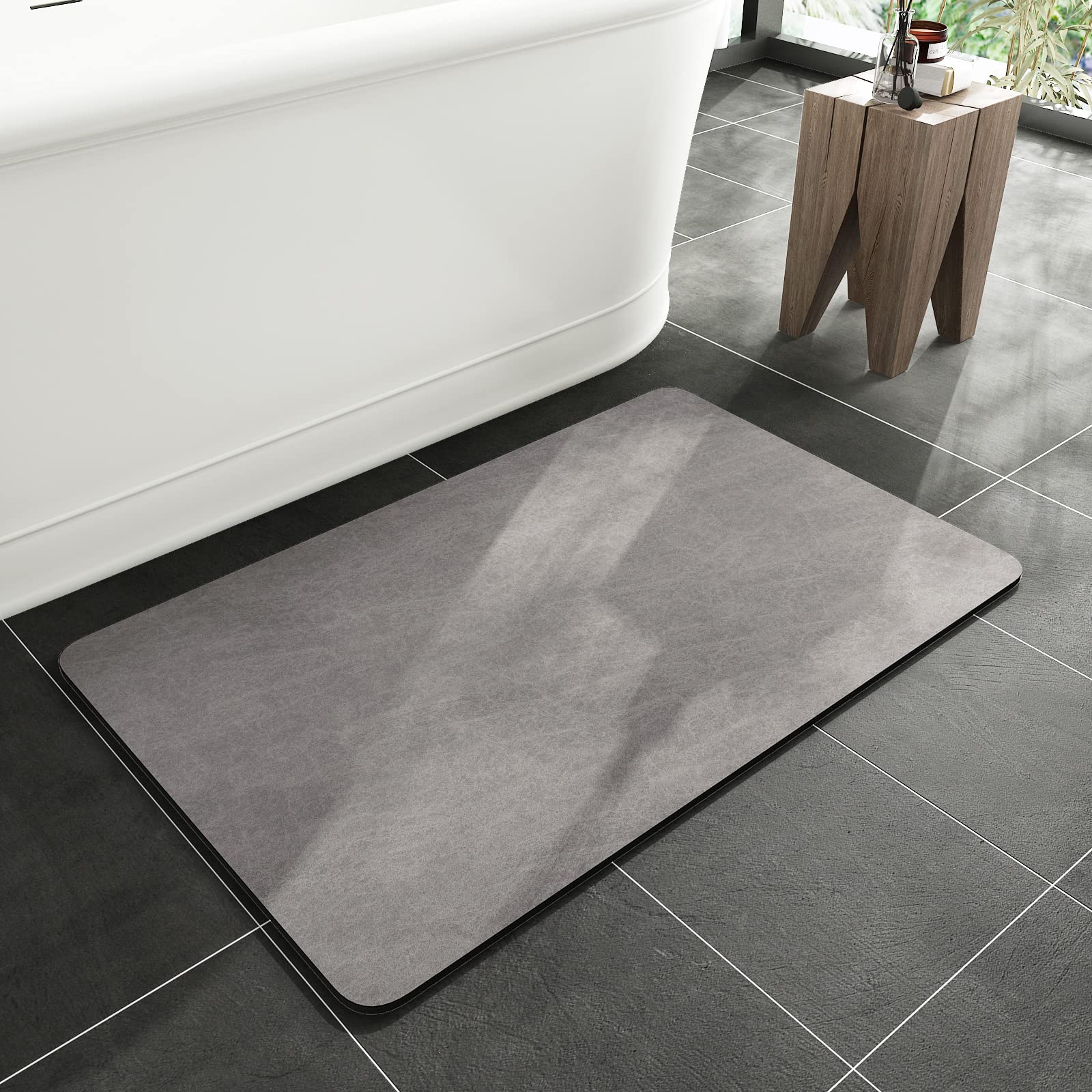 Montvoo -Bath Mat Rug-Rubber Non Slip Quick Dry Super Absorbent Thin Bathroom Rugs Fit Under Door-Washable Bathroom Floor Mats-S