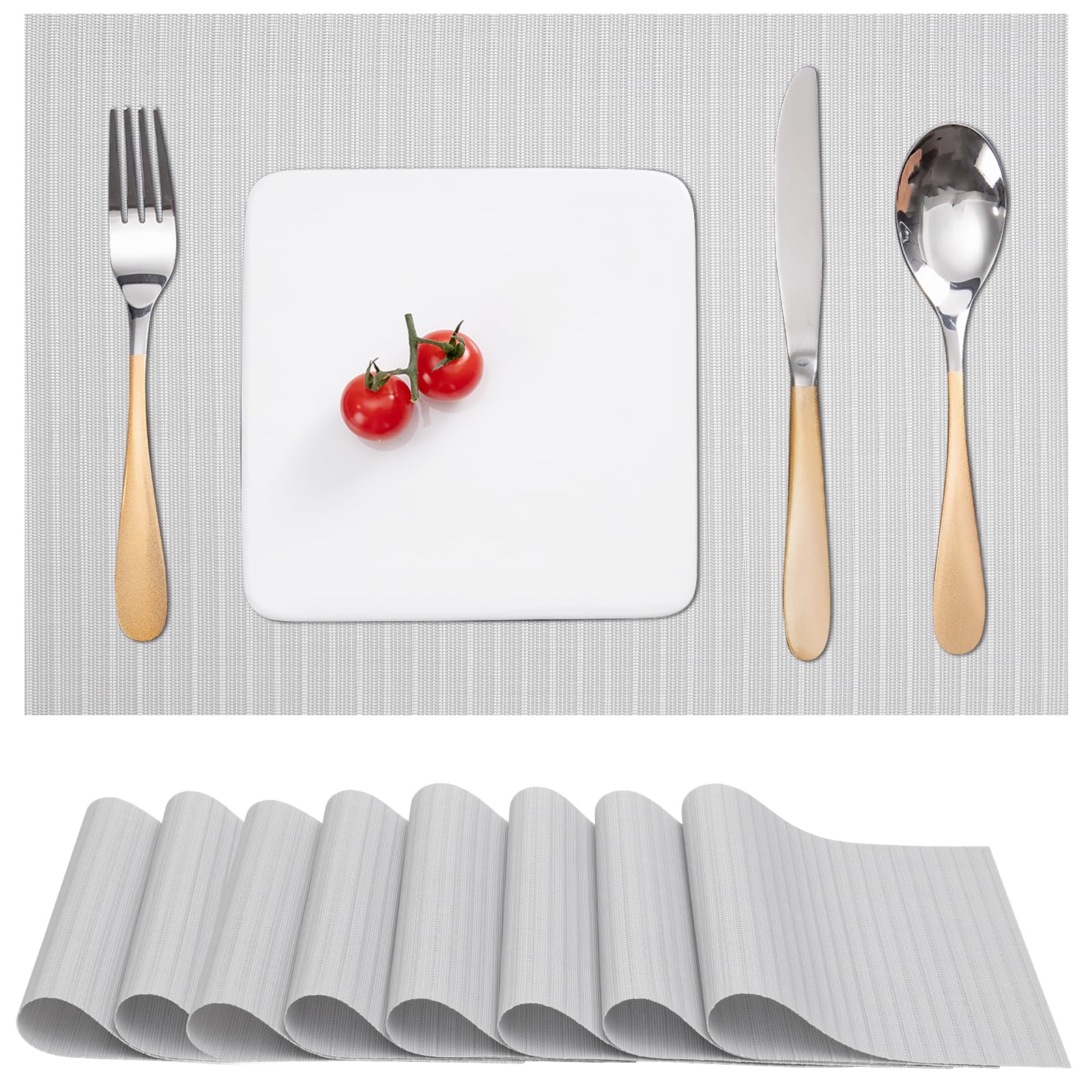 Myir Jun Placemats Set 8, Place Mats Indoor Set Of 8 Table Mats Non-Slip Heatproof Woven Placemats For Dining Table Fabric Place