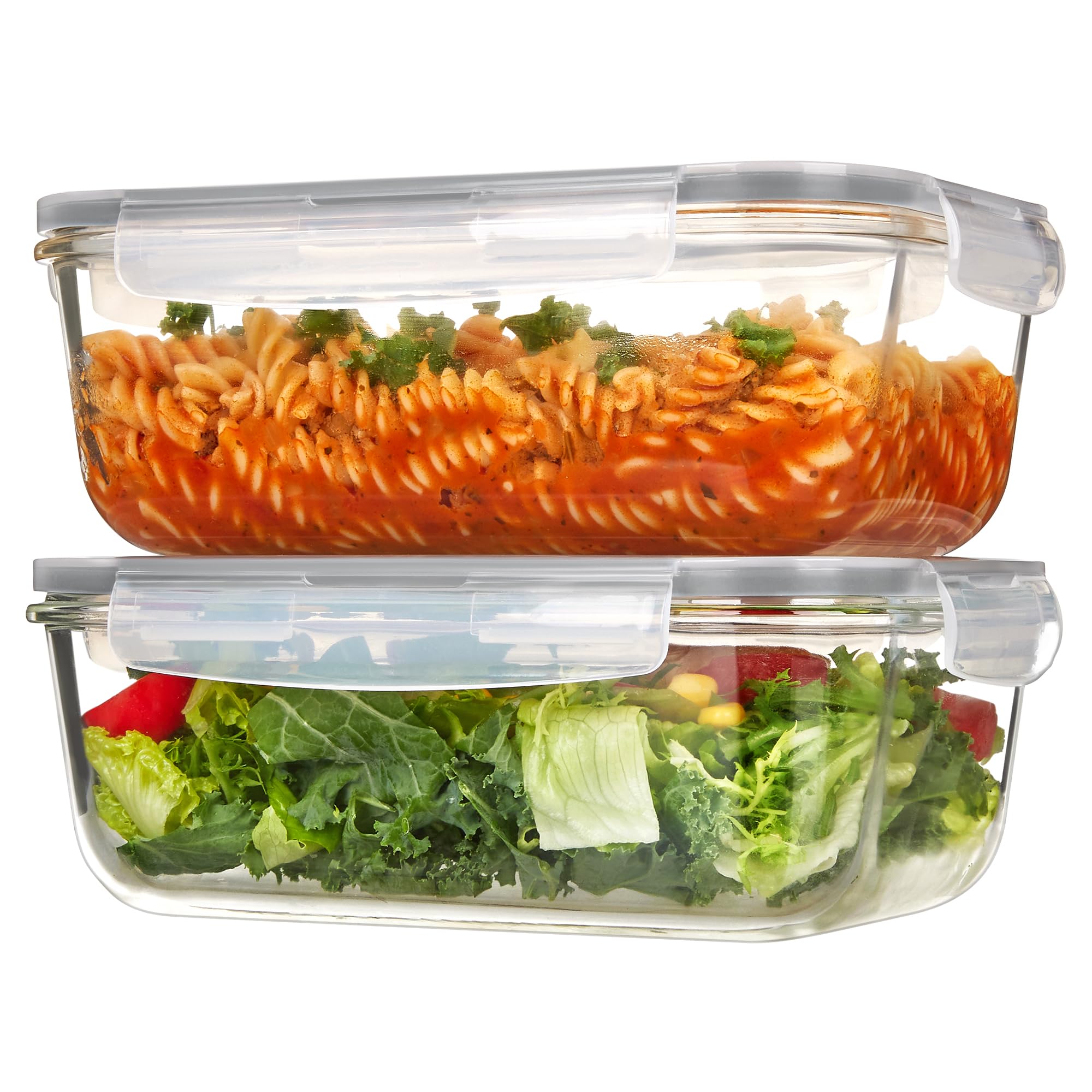 Vtopmart 2Pack 1860ml/63oz Large Glass Storage Containers with Lids, Meal Prep Food Container Set with Snap Airtight Lid for Bak