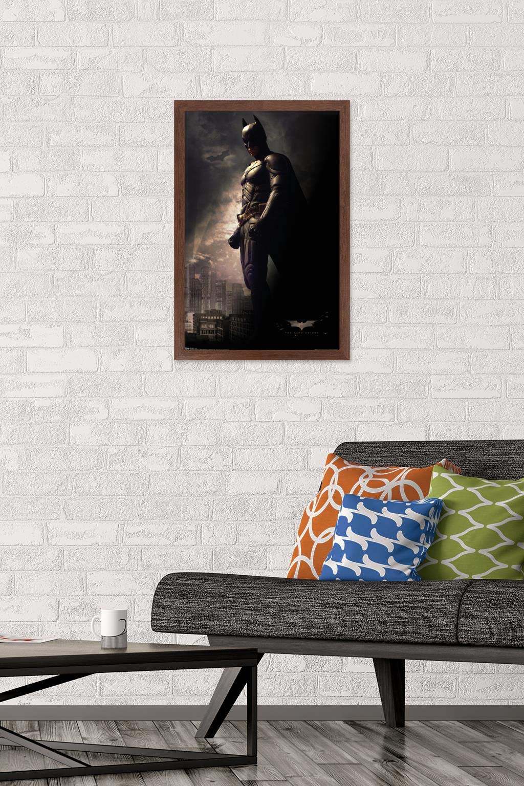 Trends International Dc Comics Movie - The Dark Knight - Batman In The Shadows Wall Poster, 14.725'' X 22.375'', Mahogany Framed