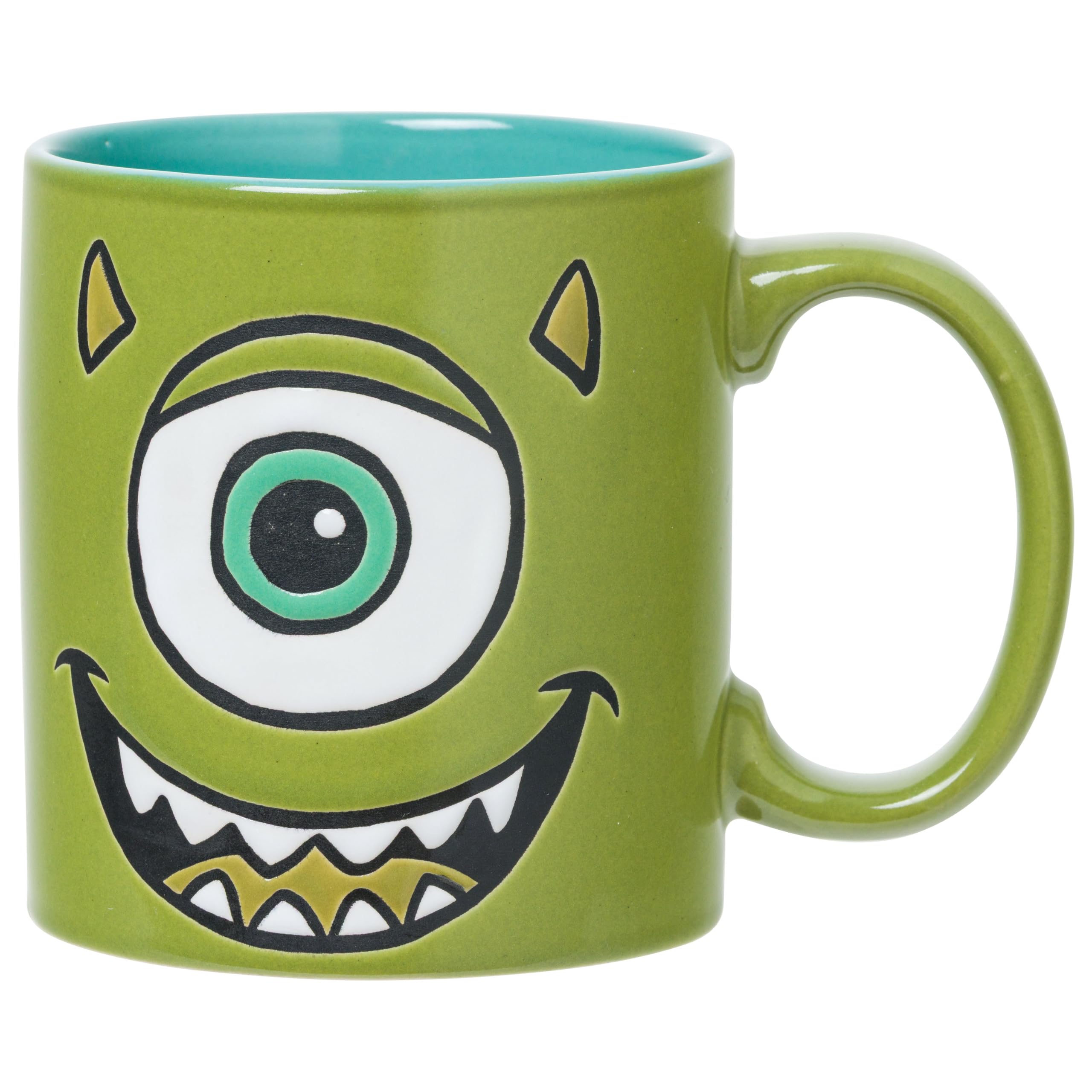 Silver Buffalo Monsters Inc Mike Big, Wax Resist Ceramic Pottery Mug, 20oz