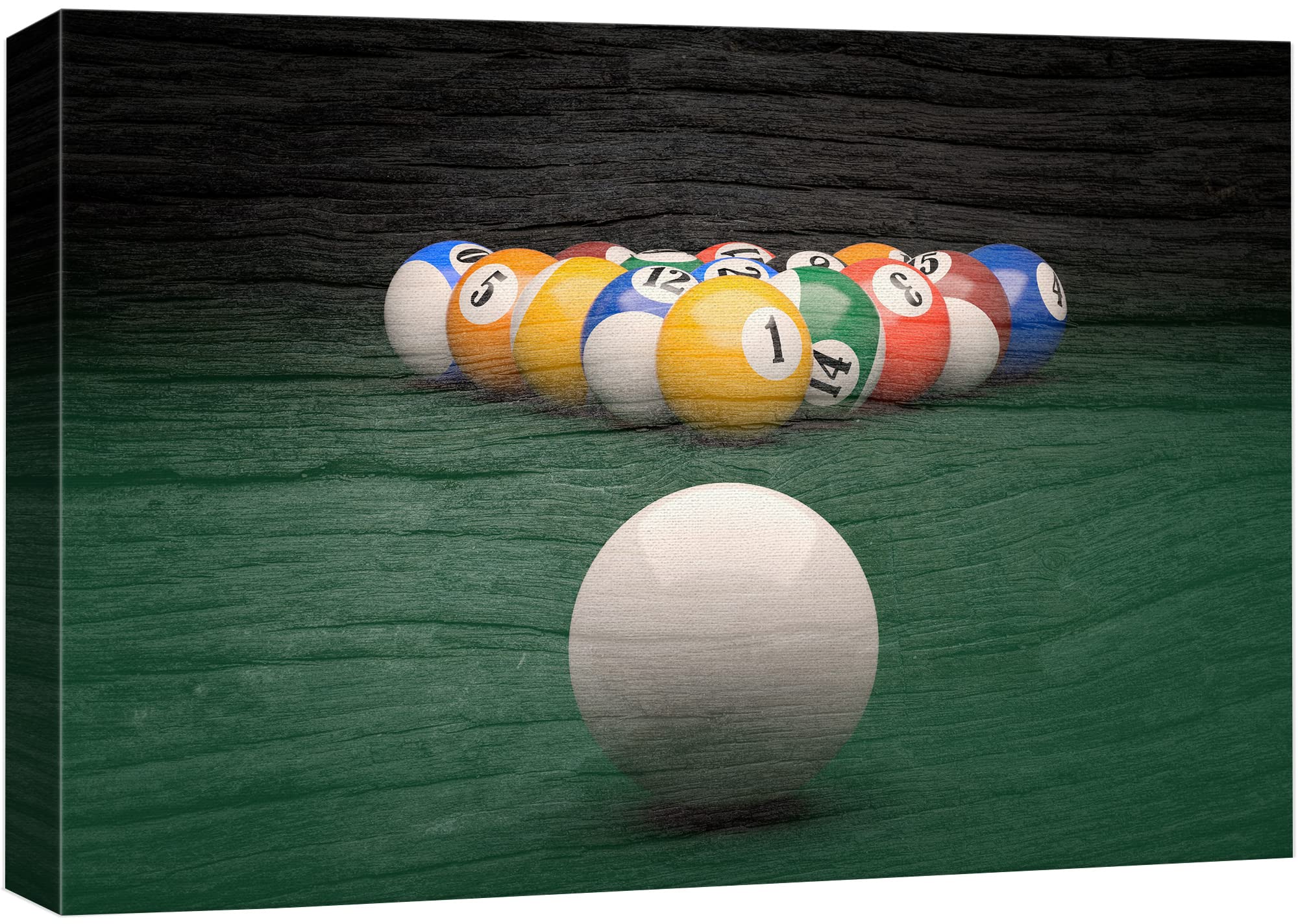 Wall26 Canvas Print Wall Art Wood Panel Effect Retro Vintage Colorful Pool Billiard Balls Sports Fitness Photography Realism Dec