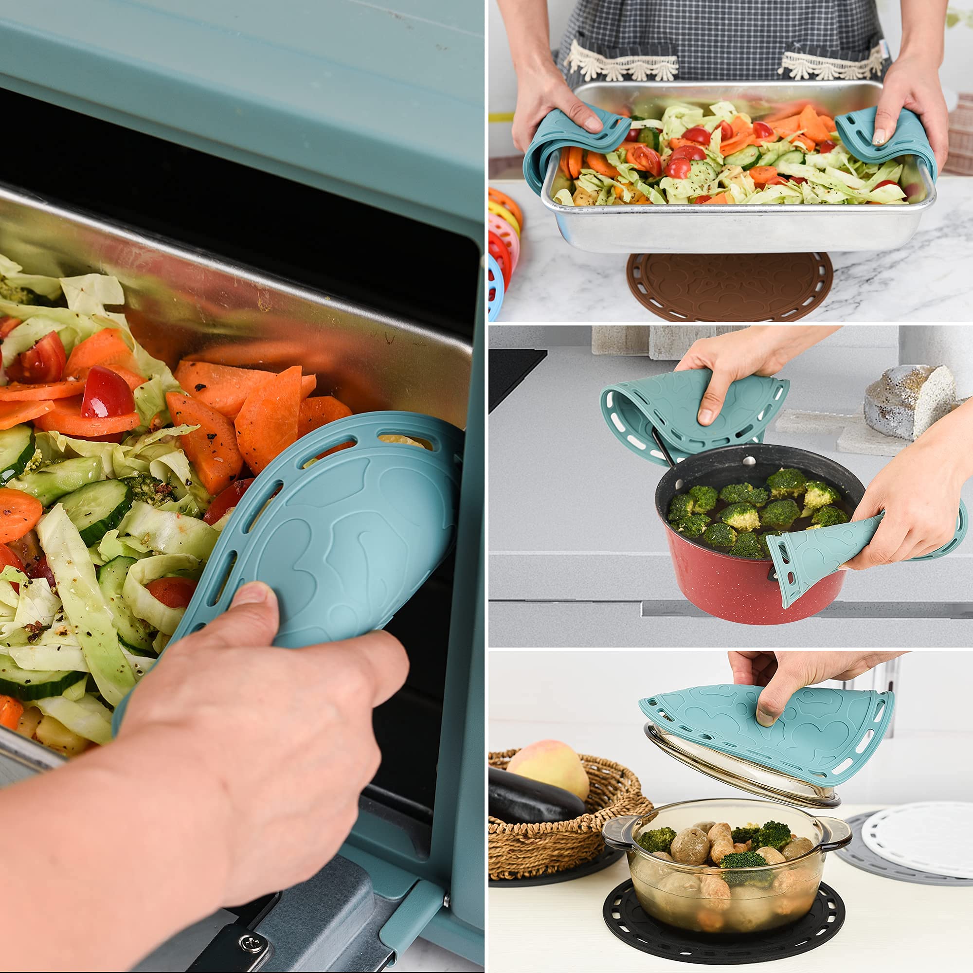 Smithcraft Silicone Trivets Mats Big Round Silicone Pot Holder Hot Pads and Trivets for Hot Dishes and Hot Pots  Hot Mats for Countertops  Tables  Spoon Rest Small Place Mats Set of 3 (Beige)