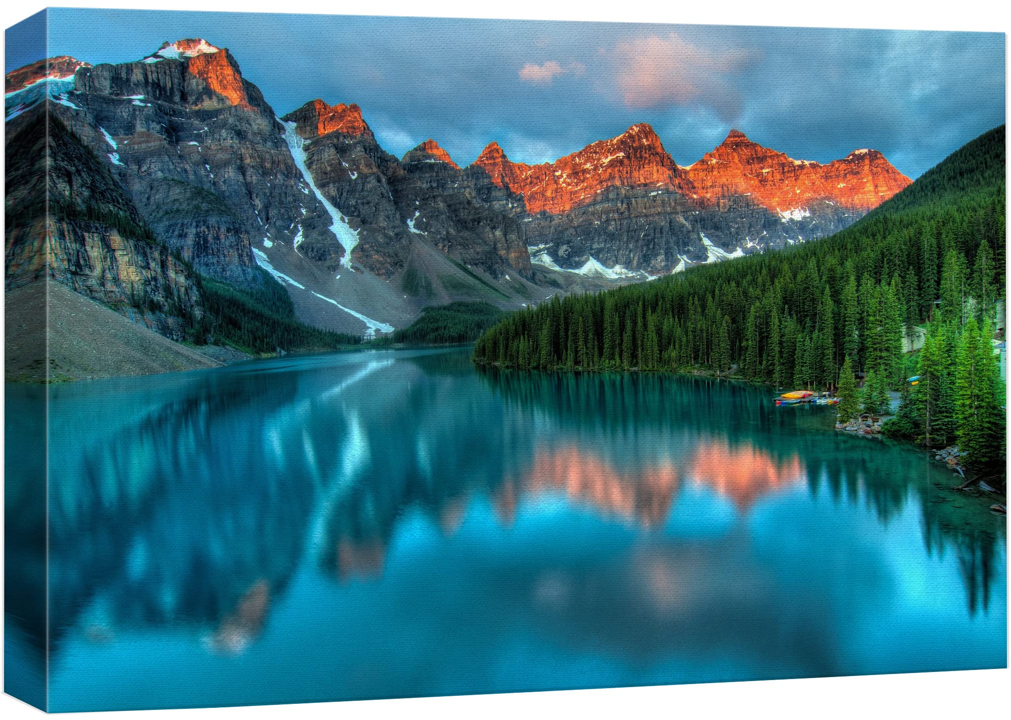 Wall26 Framed Canvas Print Wall Art Sunset Mountain & Forest Reflection Nature Wilderness Photography Realism Nautical Scenic Co