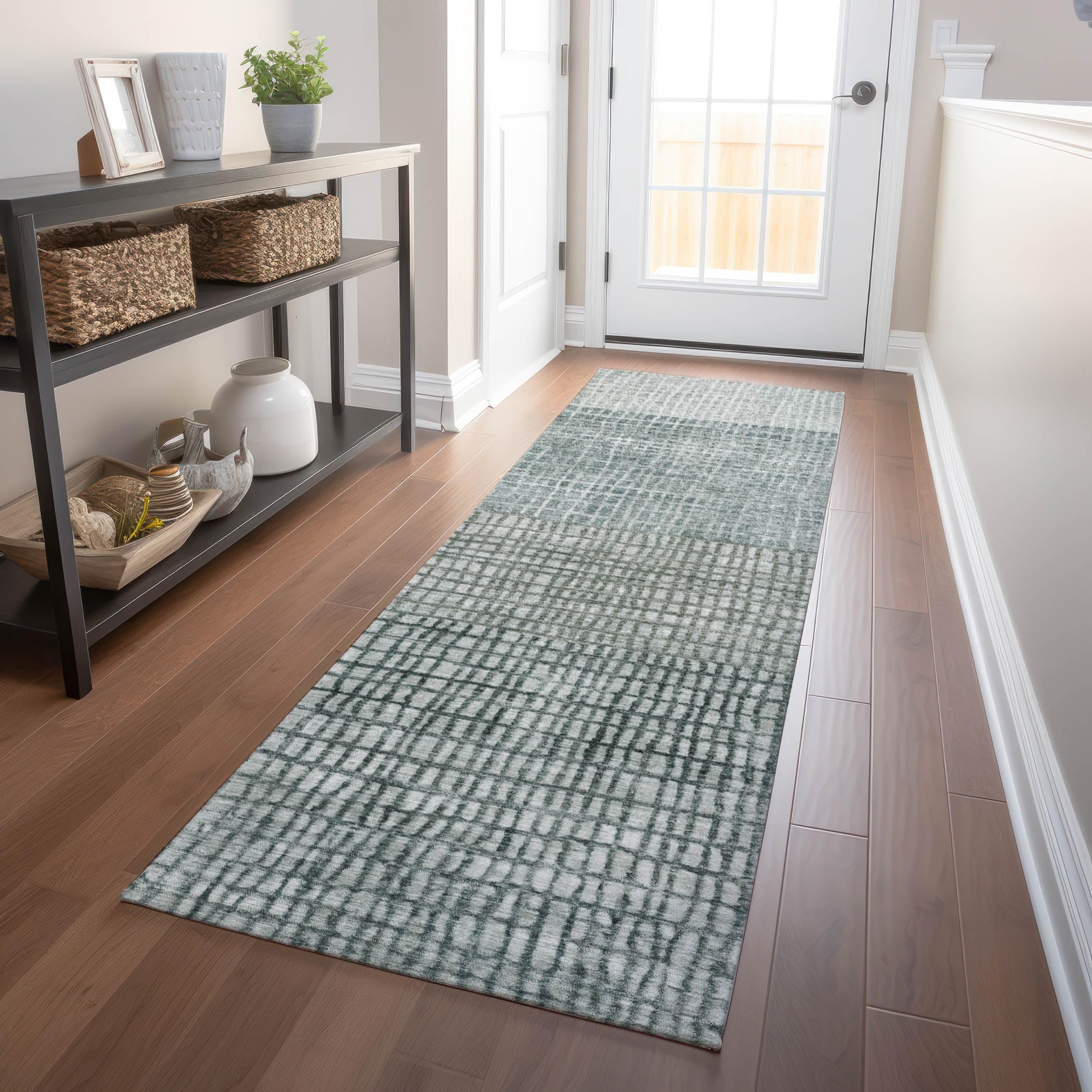 Machine Washable Indoor/Outdoor Chantille Aqua 23 x 76 Runner Rug