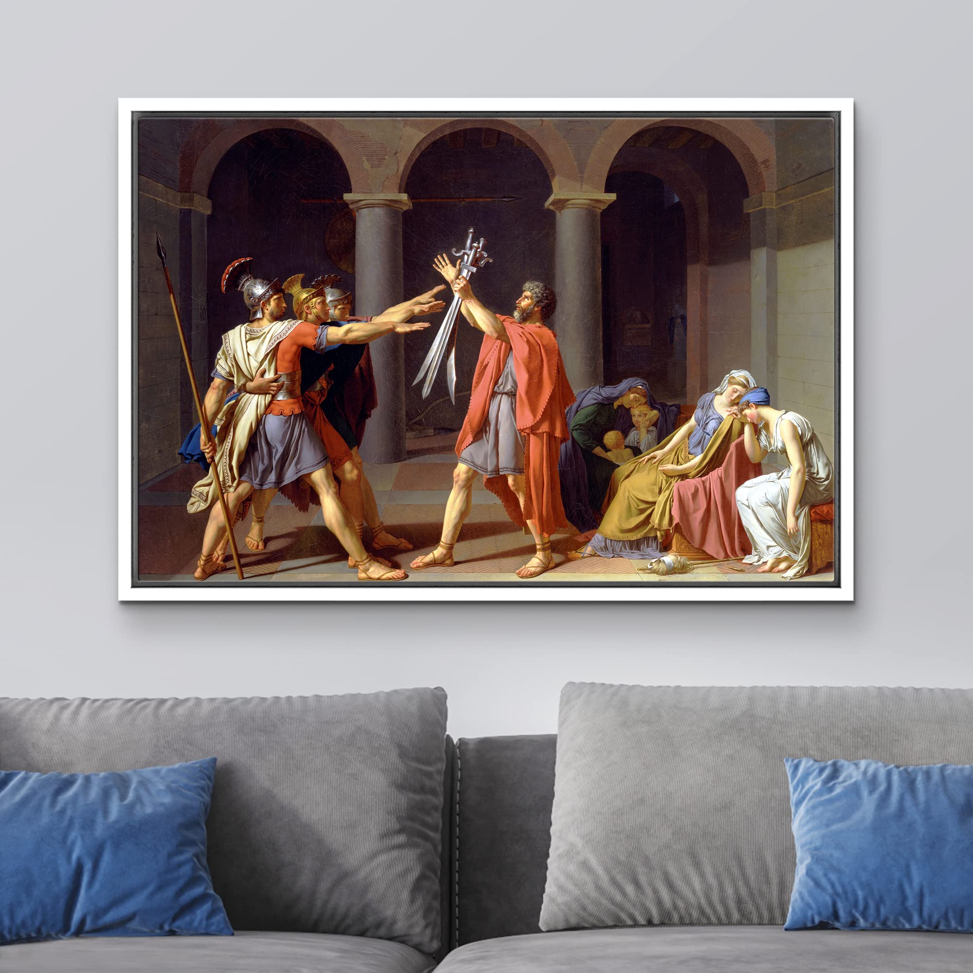 Wall26 Framed Framed Canvas Print Wall Art Oath Of The Horatii By Jacques-Louis David Nature Wilderness Illustrations Fine Art T