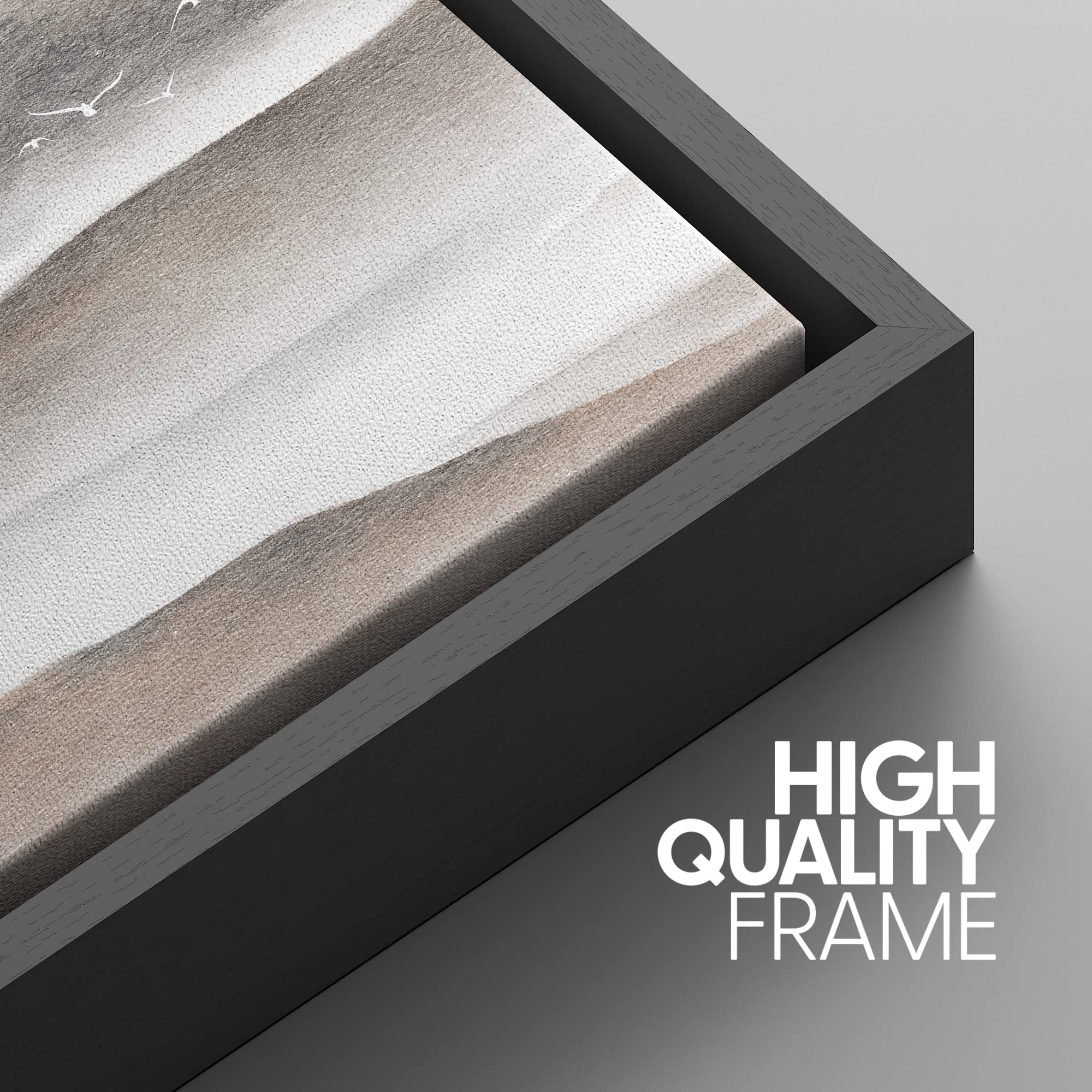 Signwin Framed Canvas Print Wall Art Set Brown Black Misty Mountain Range Sky Nature Wilderness Illustrations Modern Art Decorat