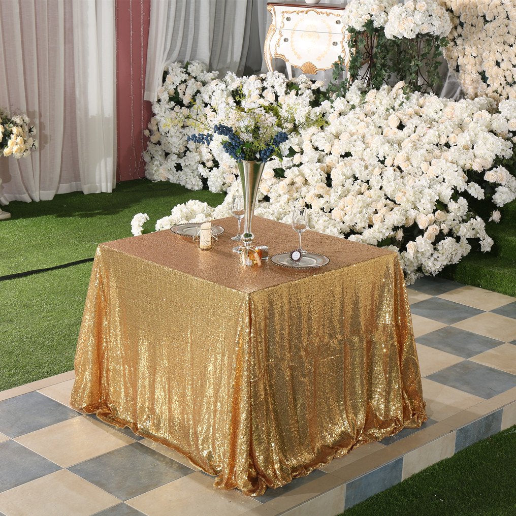 Partydelight Sequin Tablecloth, Wedding, Sweetheart, Christmas Tree, Rectangular, 50''X 80'', Light Gold